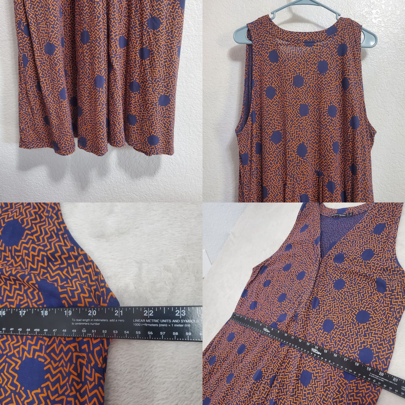 Vintage VINTAGE Gudrun Sjoden Dress Women XL Orange Blue Sleeveless Maxi Organic Cotton Stretch Size XL / US 12-14 / IT 48-50 - 8 Thumbnail