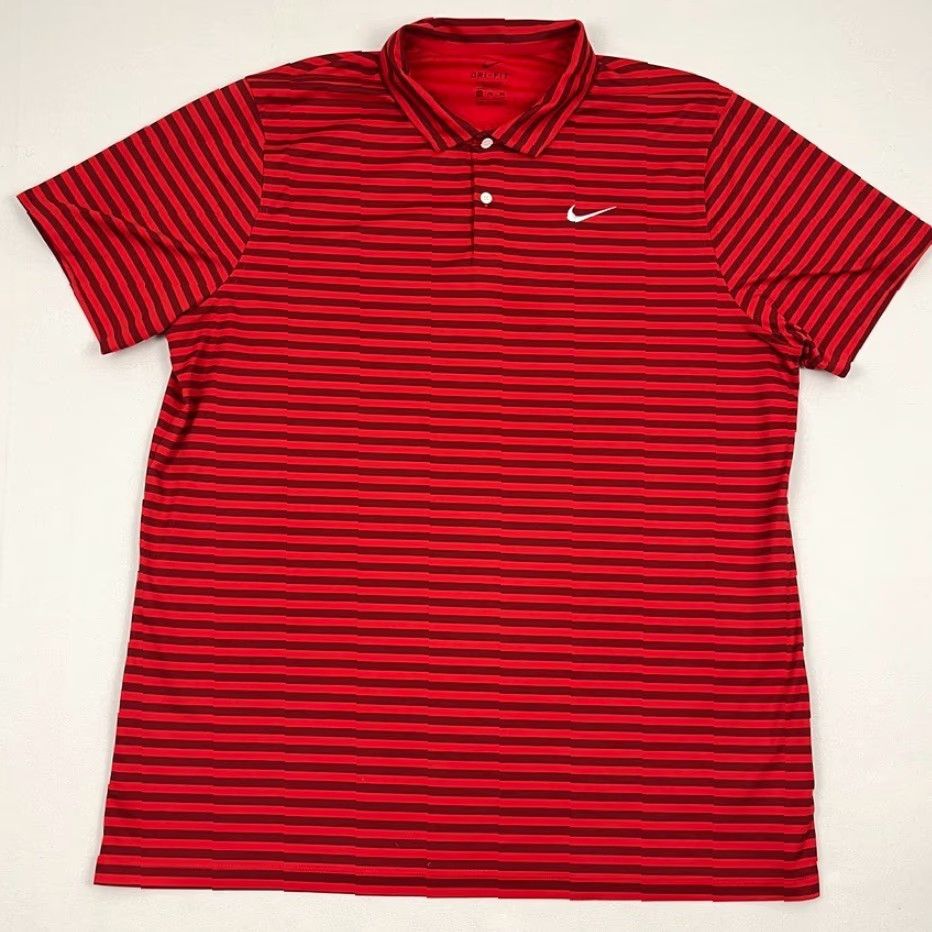 Nike Nike Polo Mens 2XL Red Striped Dri-Fit Stretch Golf Active Shirt Size US XXL / EU 58 / 5 - 3 Thumbnail