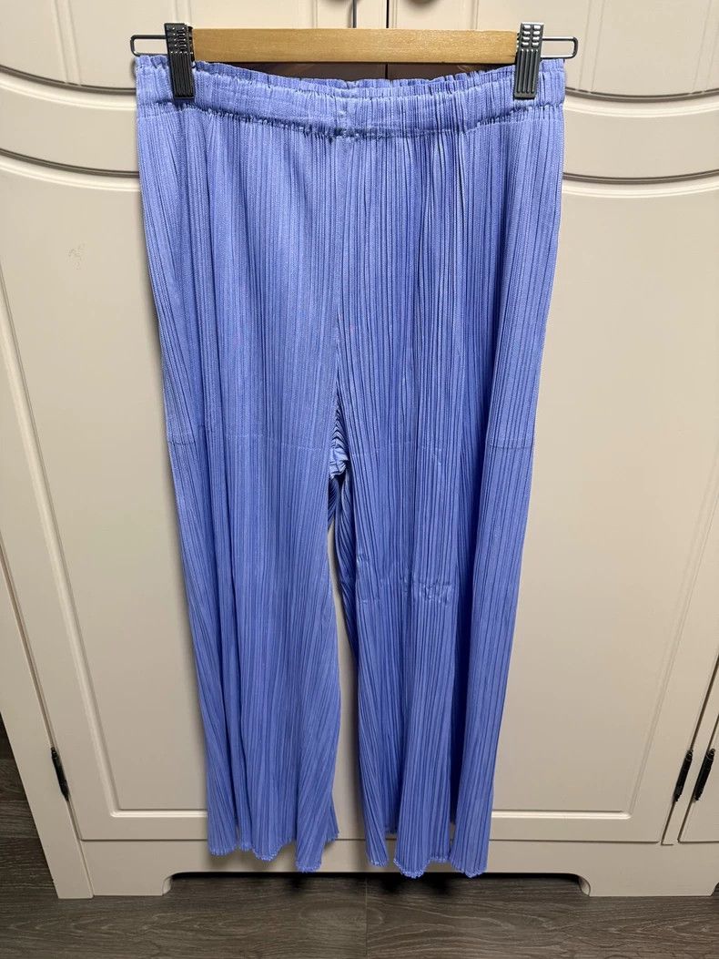 Issey Miyake Issey Miyake size:3 Blue-purple pleated trousers Size 31" - 1 Thumbnail