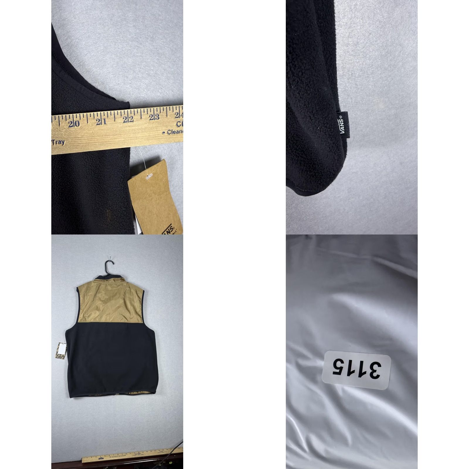 Vans VANS Thatcher Vest Mens Small Black Tan Fleece Full Zip Sleeveless Jacket New Size US S / EU 44-46 / 1 - 9 Thumbnail