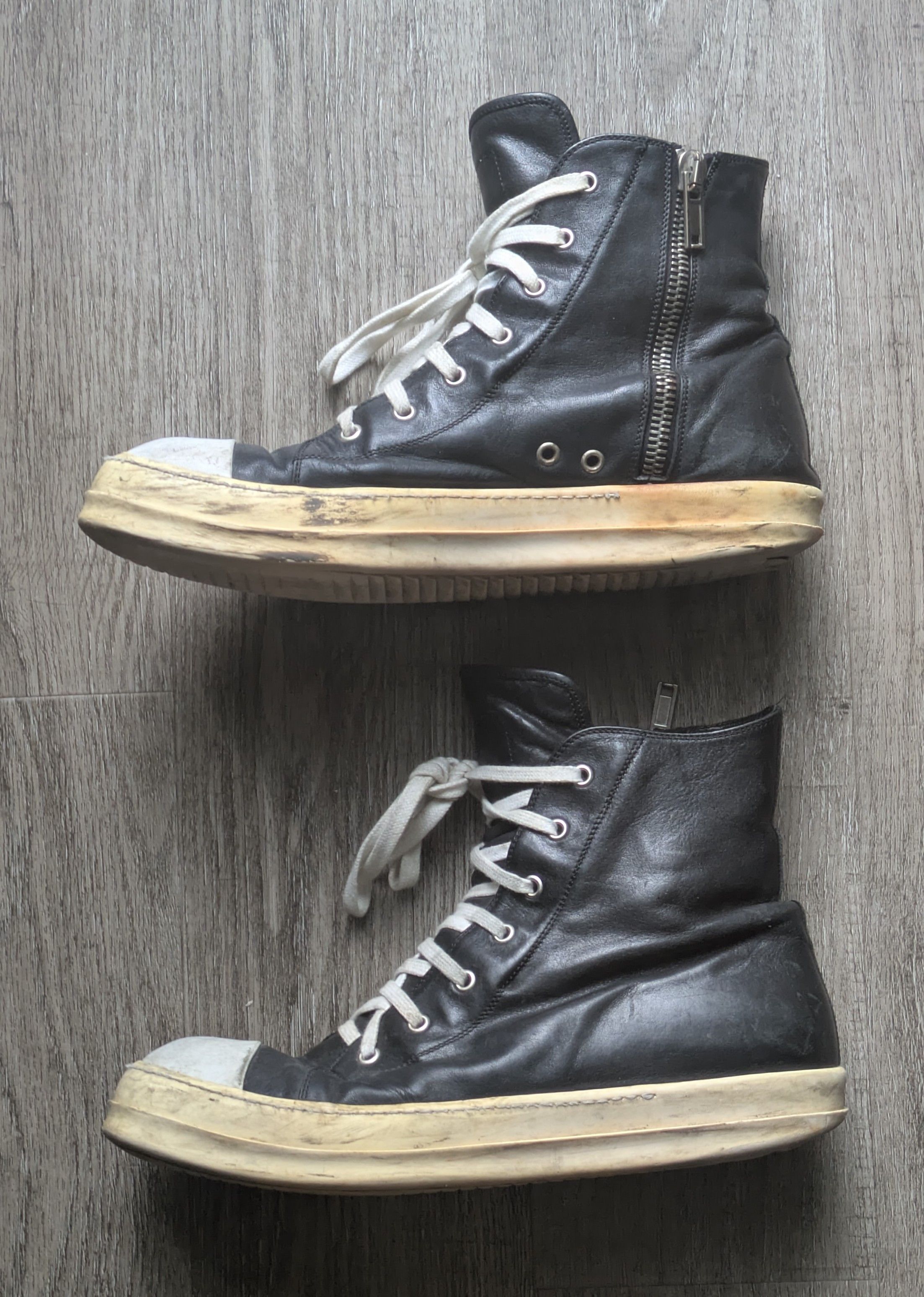 Rick Owens OG Black Leather Ramones Size US 11 / EU 44 - 6 Thumbnail