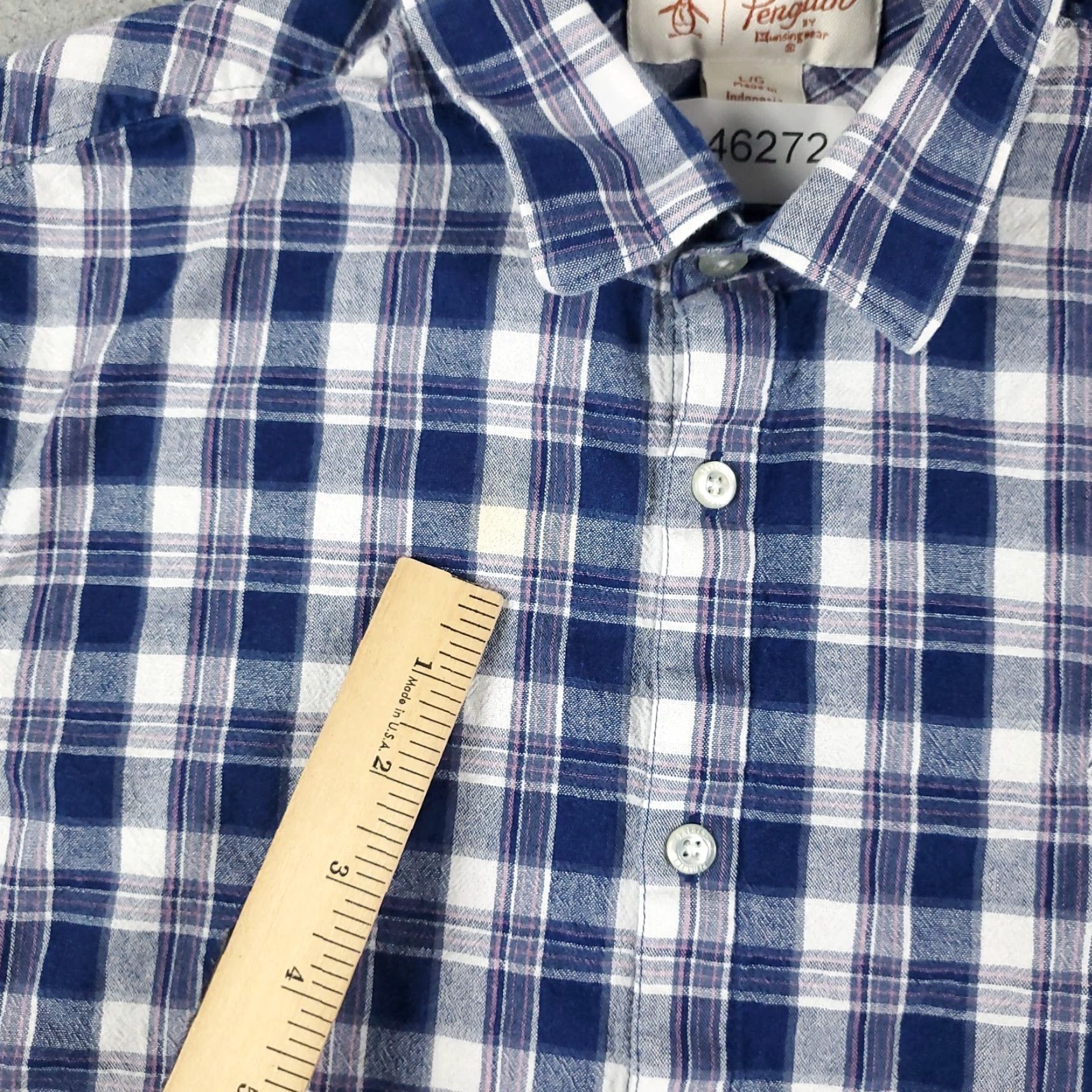 Original Penguin VINTAGE Penguin Shirt Mens Size Large Blue Plaid Button-Up Collared Long Sleeve Original Penguin Casual Casual Shirt - Men L Blue Plaid 90s/Preppy Size US L / EU 52-54 / 3 - 3 Thumbnail