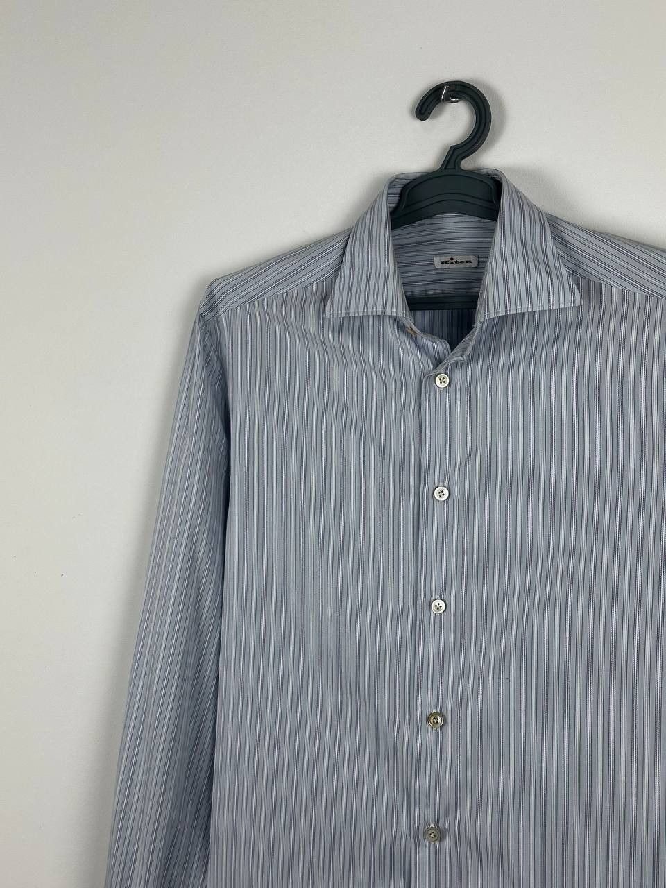 Kiton Kiton Napoli Button Up Shirt Blue Striped Long Sleeve Size US L / EU 52-54 / 3 - 3 Thumbnail