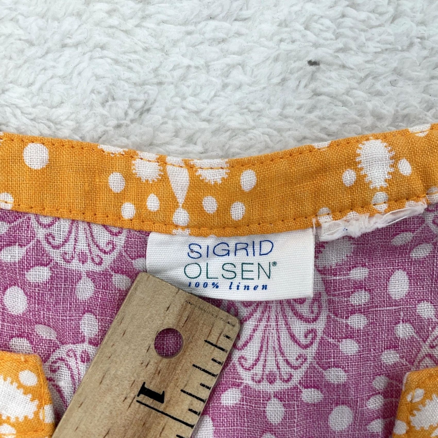 Vintage Sigrid Olsen Tunic Top Womens L Pink Yellow Linen Boho Printed 3/4 Sleeve V Neck Shirt Womens L Pink Linen Boho Tunic 3/4 Sleeve V-Neck Printed Size L / US 10 / IT 46 - 7 Thumbnail
