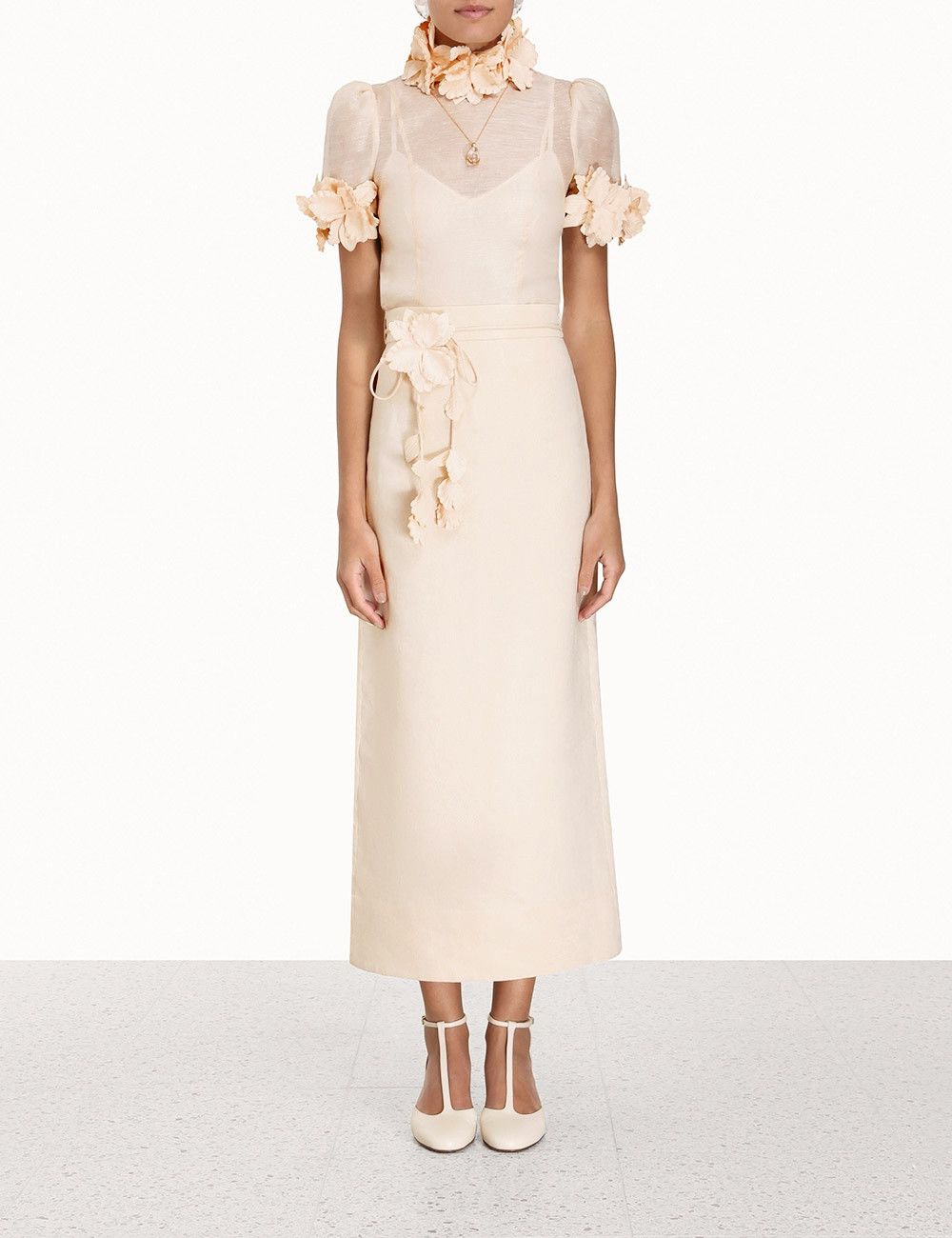 Zimmermann oc11z0225 Luminosity Liftoff Flower Blouse in Beige Size M / US 6-8 / IT 42-44 - 2 Thumbnail