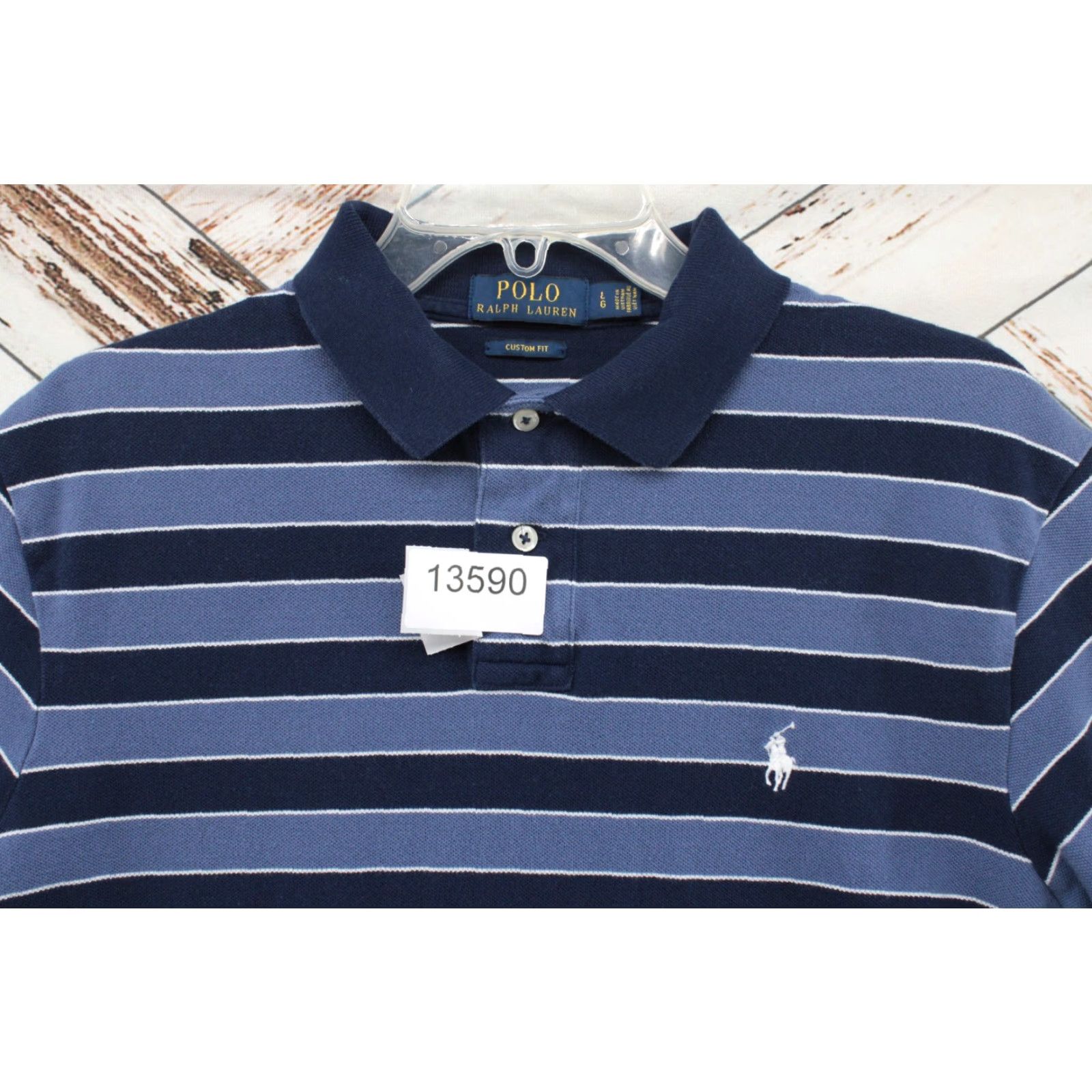 Polo Ralph Lauren Polo Ralph Lauren Shirt Mens Large Classic Fit Blue Striped Logo Rugby Long Tail Size US L / EU 52-54 / 3 - 8 Thumbnail