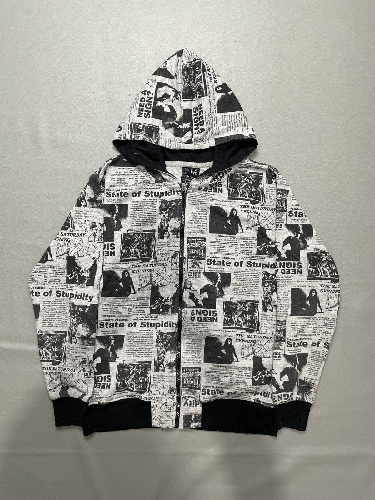 Japanese brand magazine Print Poem Zip Hoodie