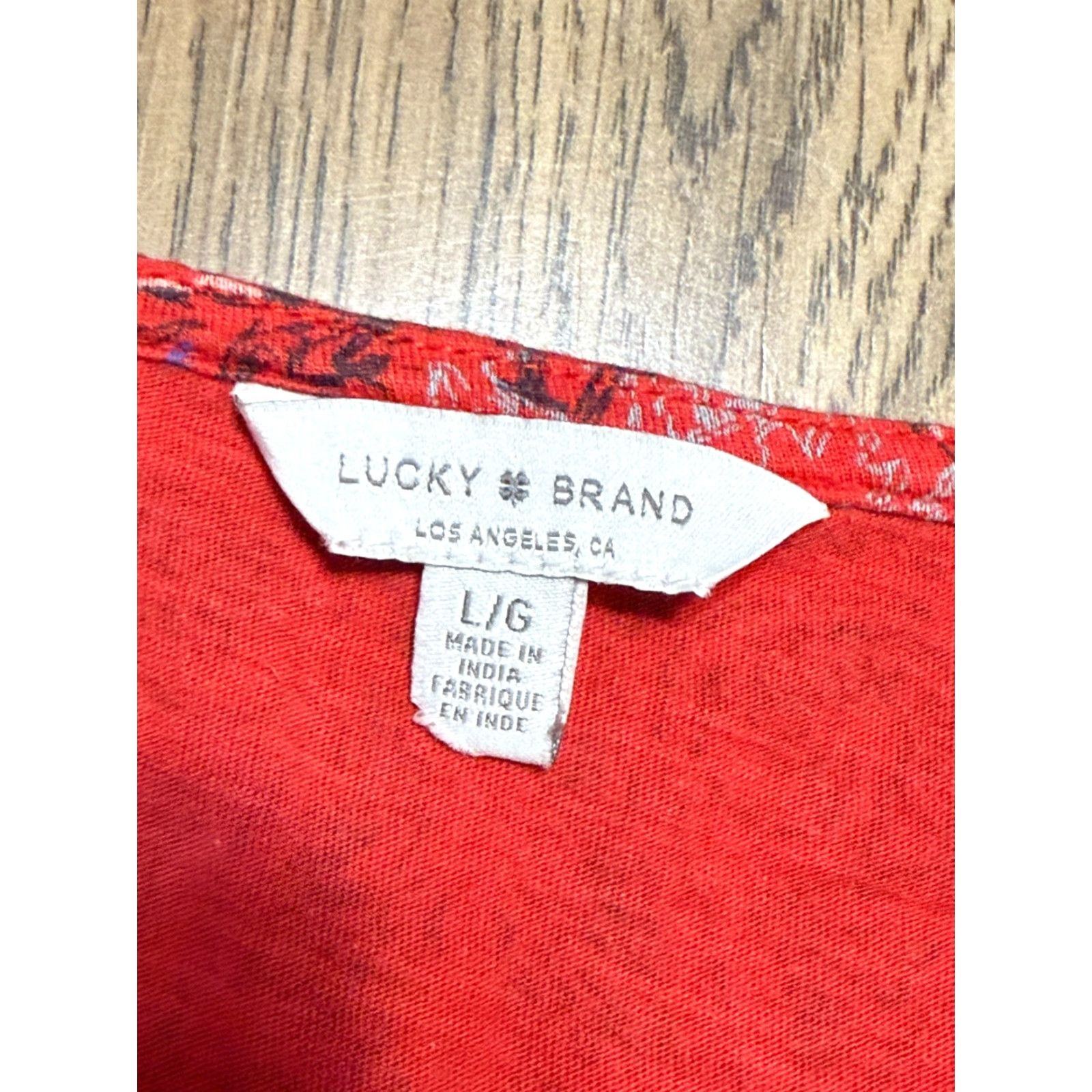 Lucky Brand Lucky Brand Shirt Women L Red Paisley V-Neck Twisted Front Casual Modern Bohemian - Free Return Size L / US 10 / IT 46 - 5 Thumbnail