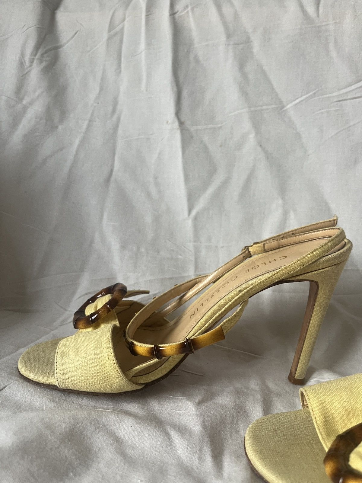 Vintage Chloe gosselin yellow bamboo heels Size US 5.5 / IT 35.5 - 6 Thumbnail