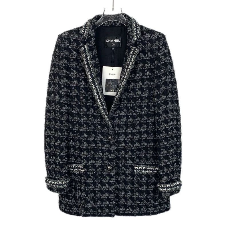Chanel Chanel Black Houndstooth Wool Blazer-dmc Size US XXS / EU 40 - 1 Thumbnail