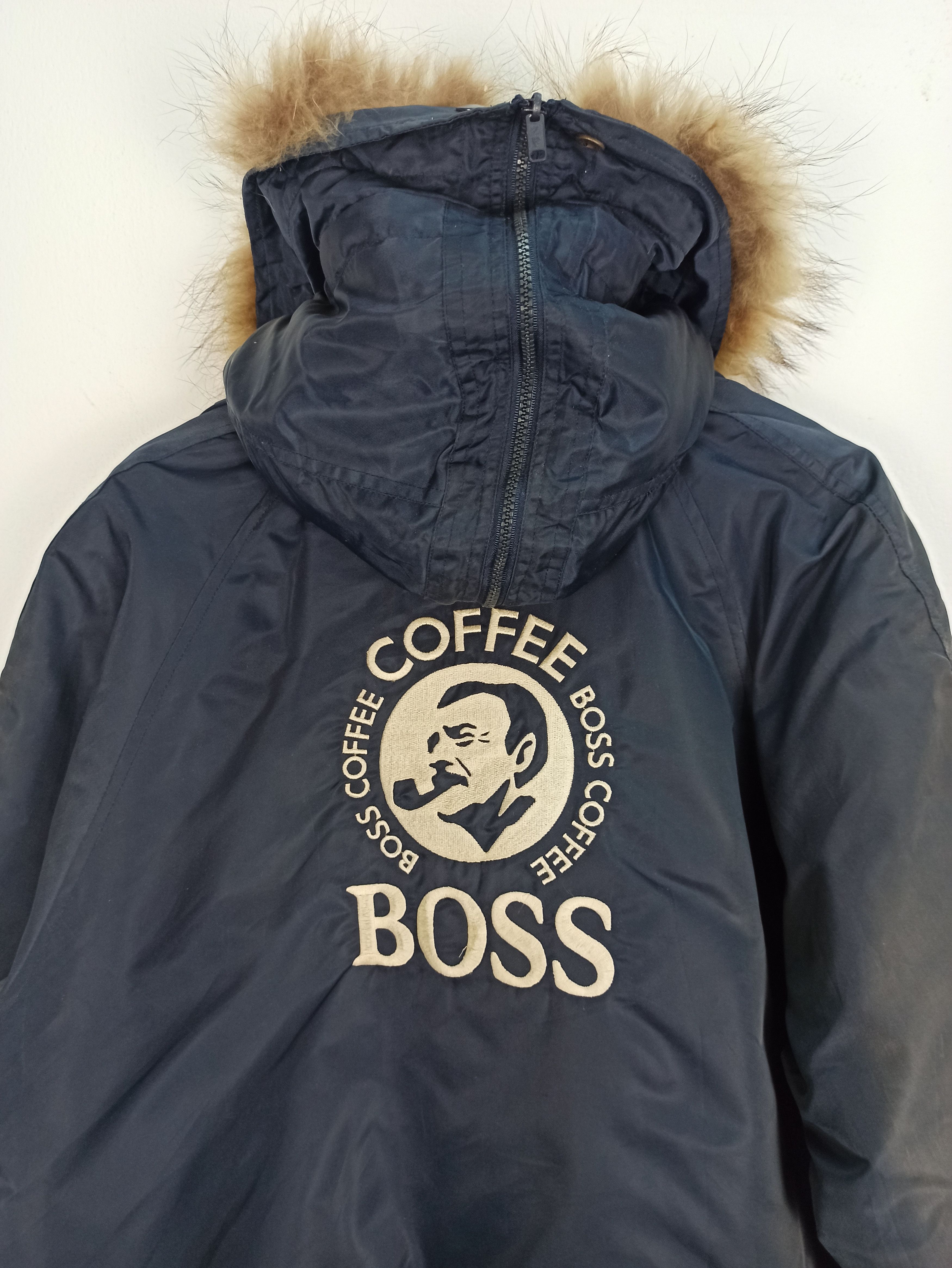 If Six Was Nine Vtg SUN FADED Suntory Boss Coffee Bombers Jacket Hoodie Fur Size US L / EU 52-54 / 3 - 7 Thumbnail