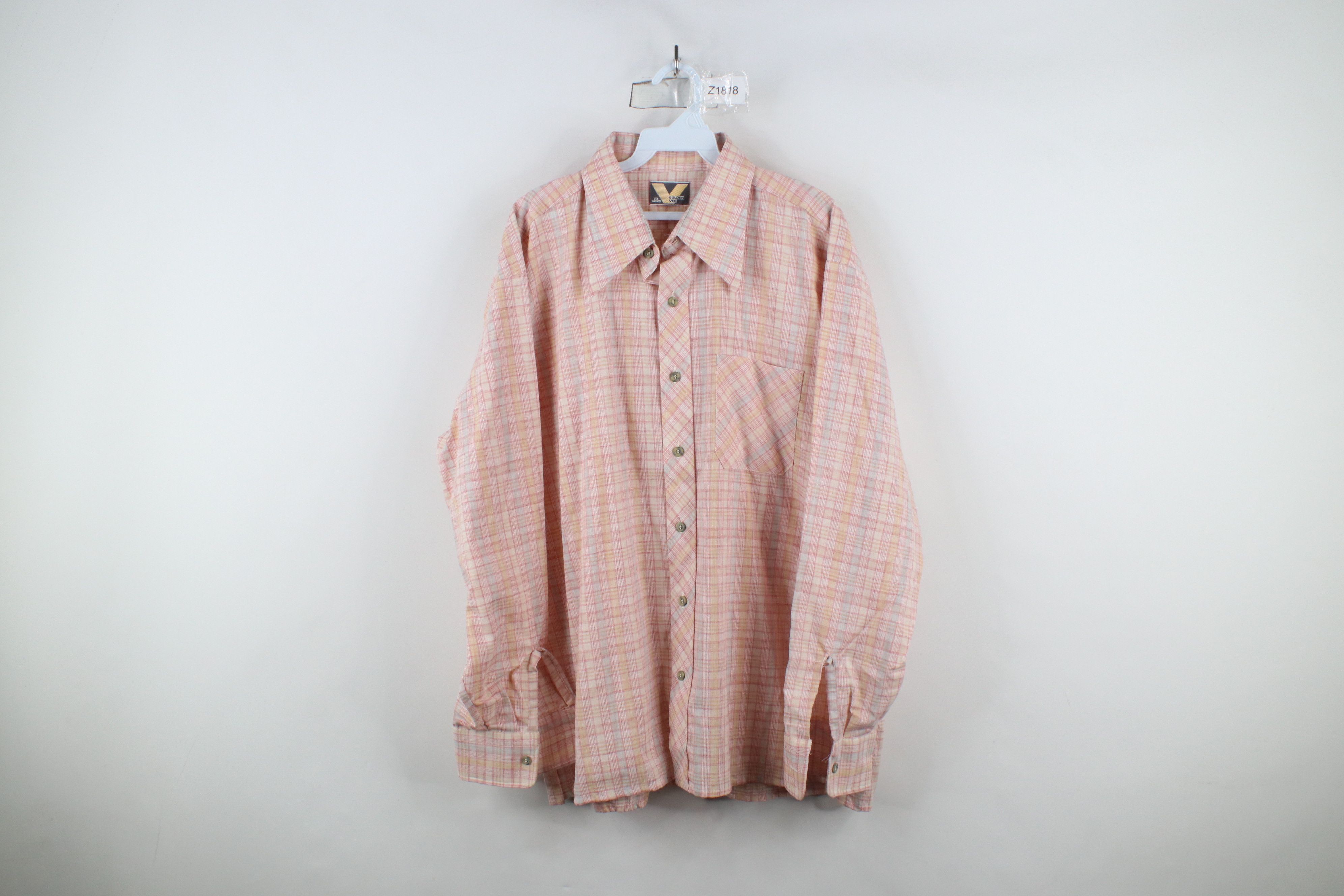 Vintage Vintage 70s Streetwear Pastel Plaid Collared Button Shirt Size US XL / EU 56 / 4 - 1 Thumbnail