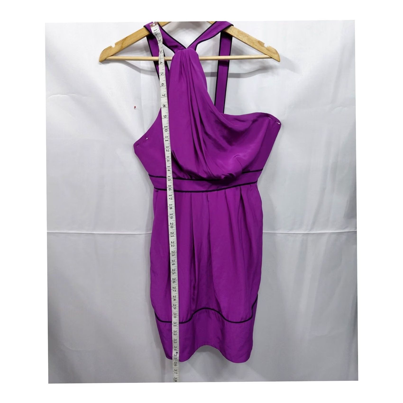 Vintage THREAL SOCIAL Purple One Shoulder Dress Solid Sleeveless Short Women Size 6 Size 28" / US 6 / IT 42 - 5 Thumbnail