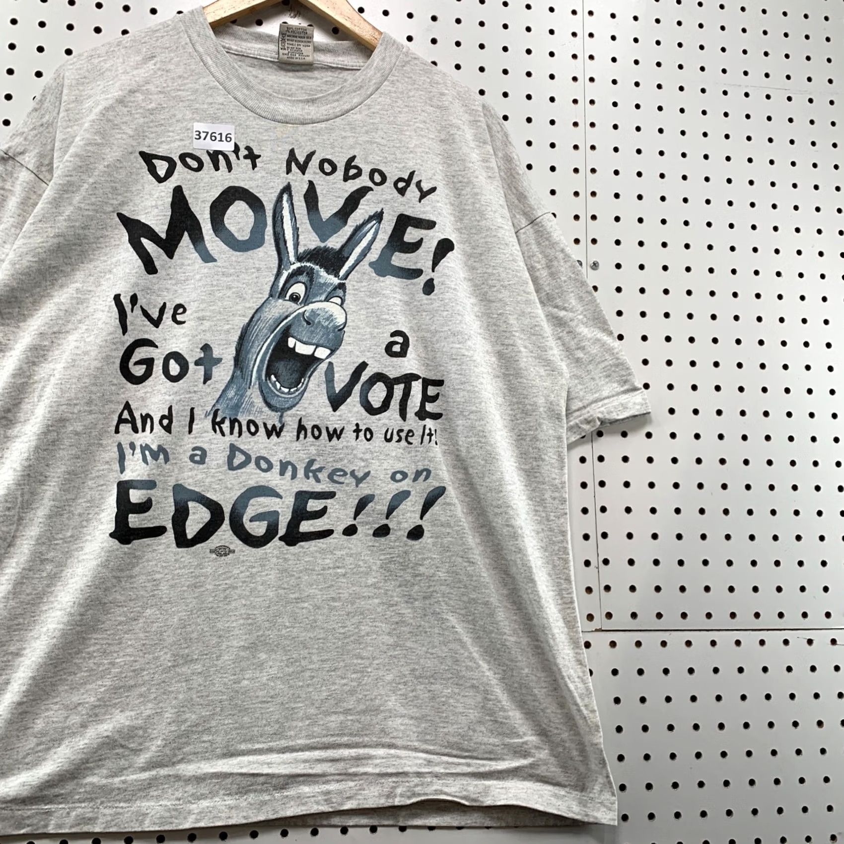 Vintage VINTAGE 90s Shirt Mens XL Gray Funny Quote Donkey Voting USA Single Stitch Size US XL / EU 56 / 4 - 4 Thumbnail