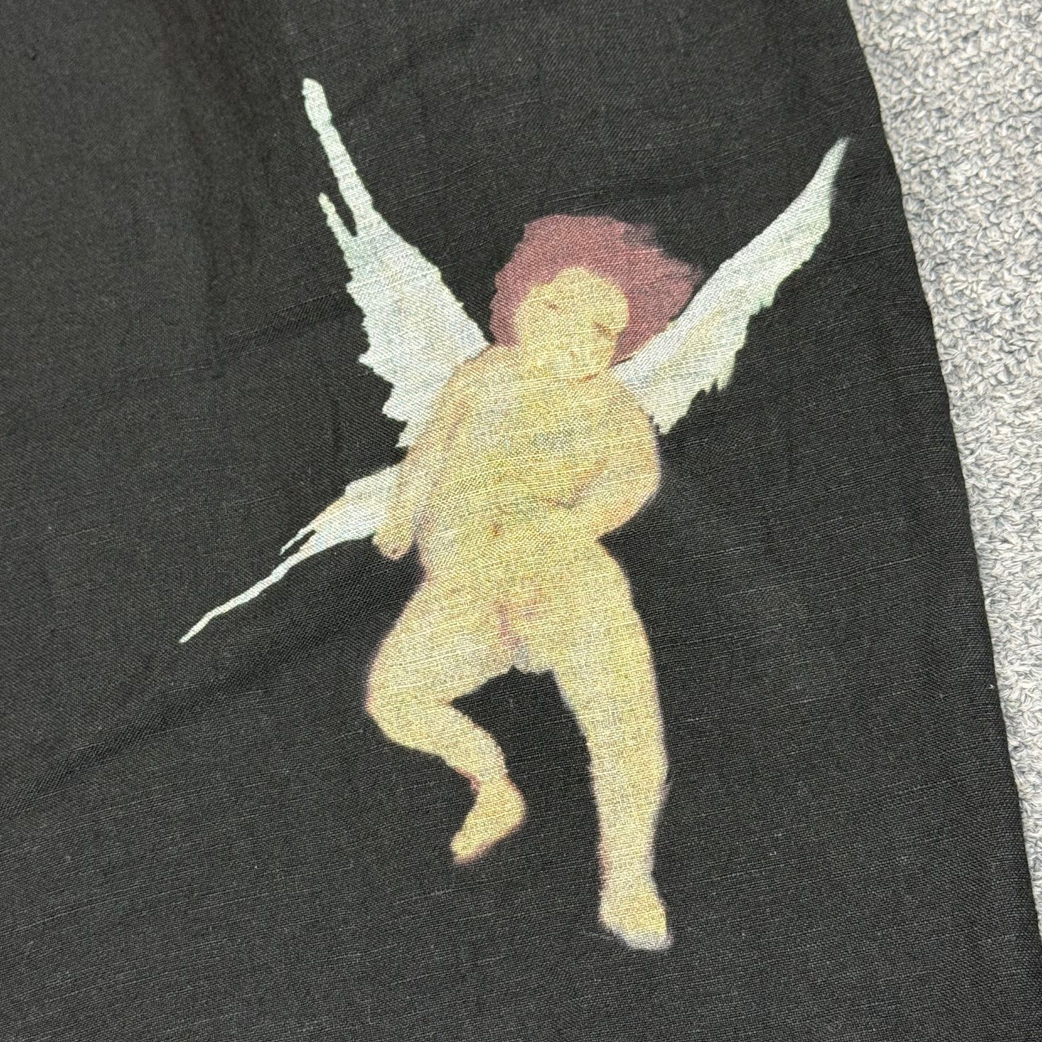 Yohji Yamamoto POUR HOMME 24ss angel print linen pants HS-P52-358- Size US 35 - 7 Thumbnail