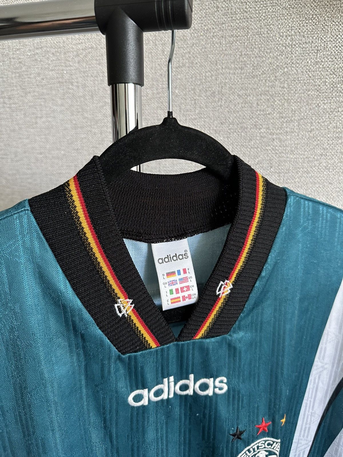 Adidas 1996 Adidas Germany Vintage Rare Away Soccer Jersey Size US L / EU 52-54 / 3 - 7 Thumbnail