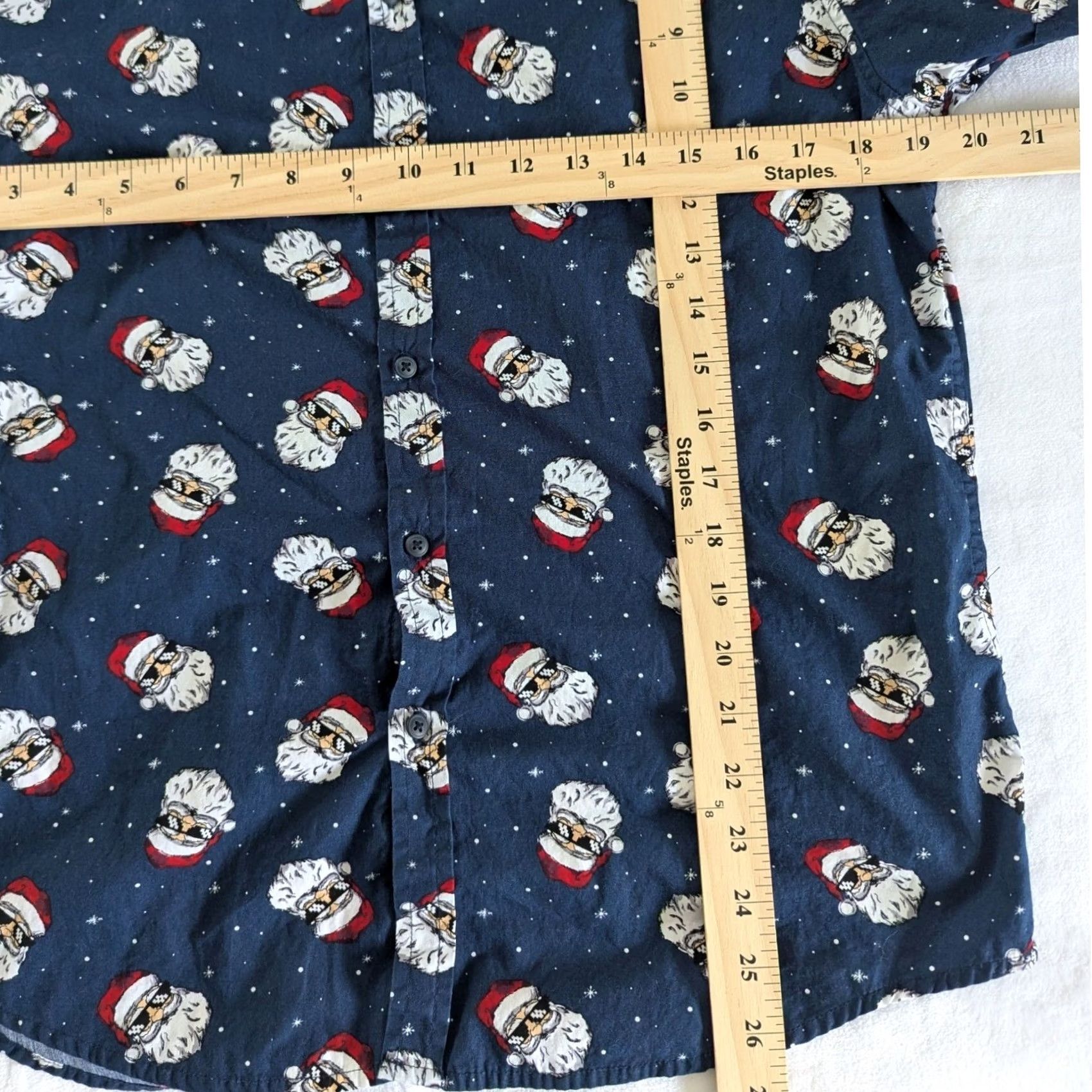 Denime VINTAGE Denim & Flower Navy Santa Claus Print Short Sleeve Button Up Shirt Mens Sz M Size US M / EU 48-50 / 2 - 3 Thumbnail