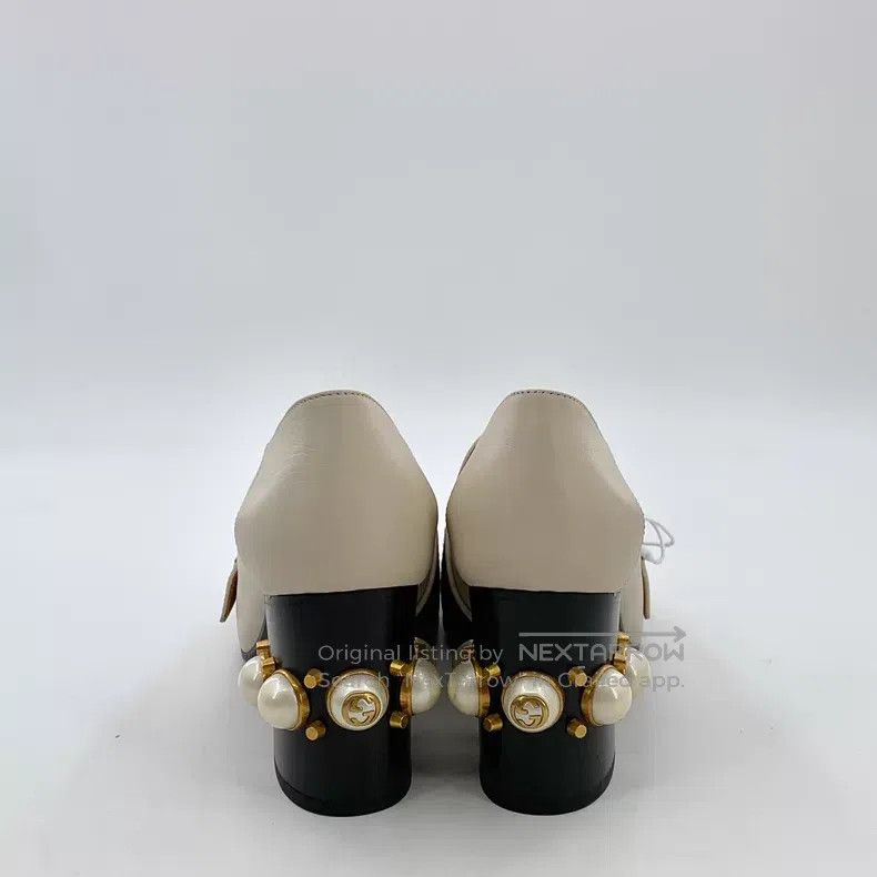 Gucci Gucci Beige apricot striped double G pearl decoration shee Size US 7.5 / IT 37.5 - 4 Thumbnail