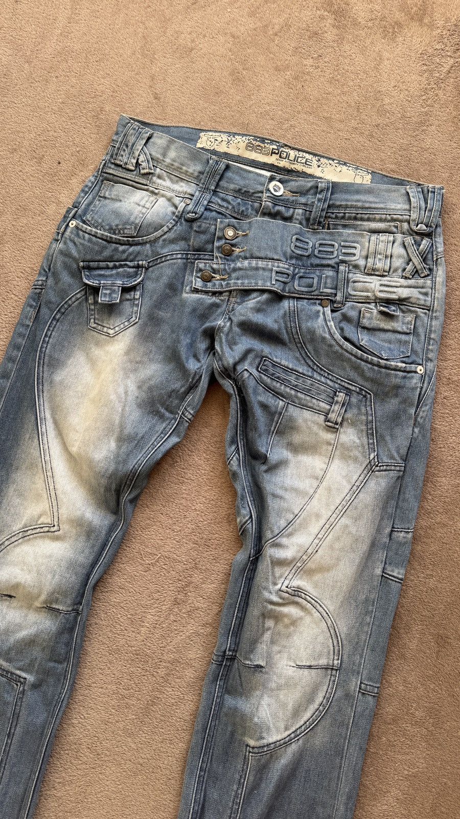 Le Grande Bleu (L.G.B.) Police 883 Crazy Faded Jeans Y2K Denim LGB ifsixwasnine vibe Size US 32 / EU 48 - 2 Thumbnail