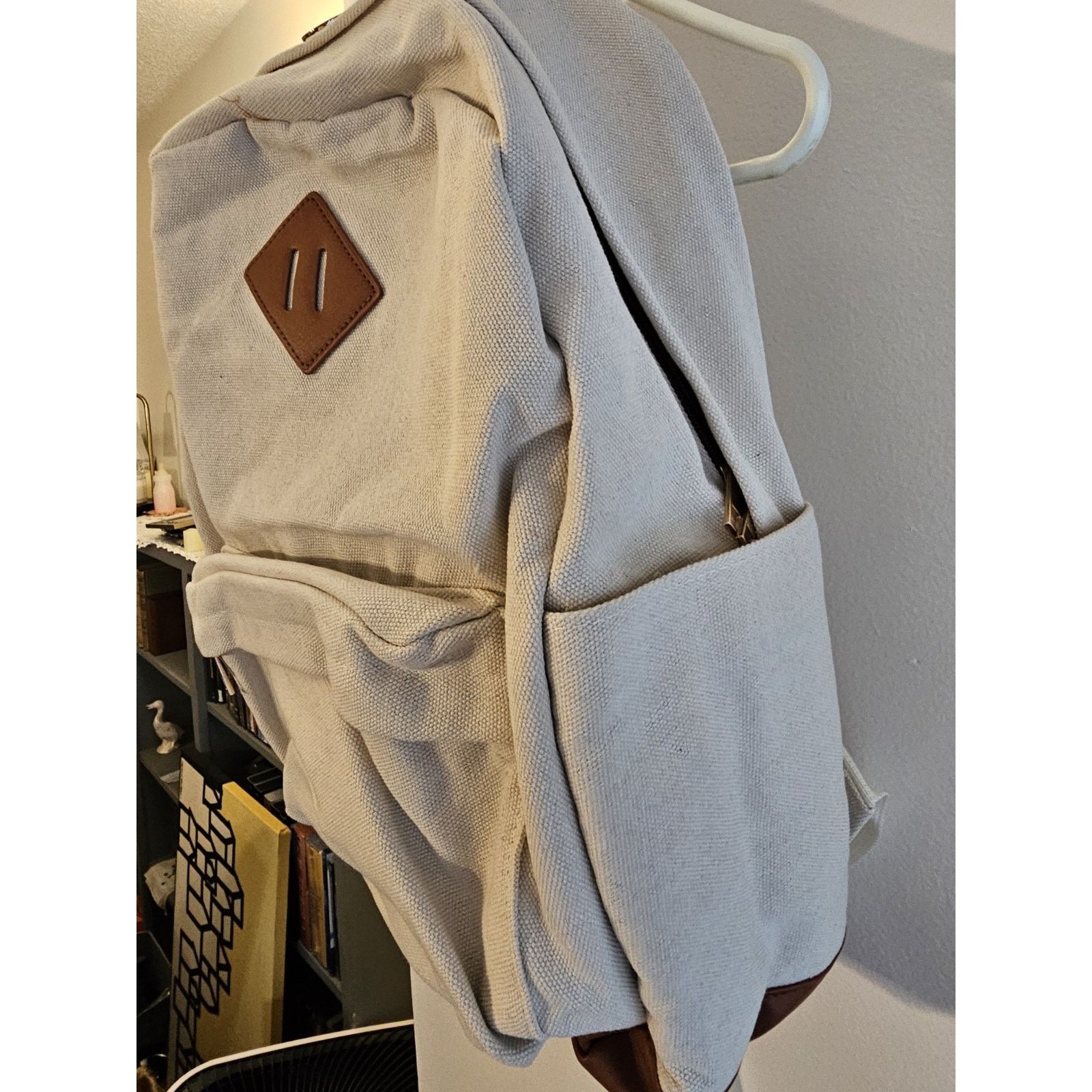 Other New Loulu Large Canvas Tan/Beige Backpack-Vegan Leather wBag Size ONE SIZE - 6 Thumbnail