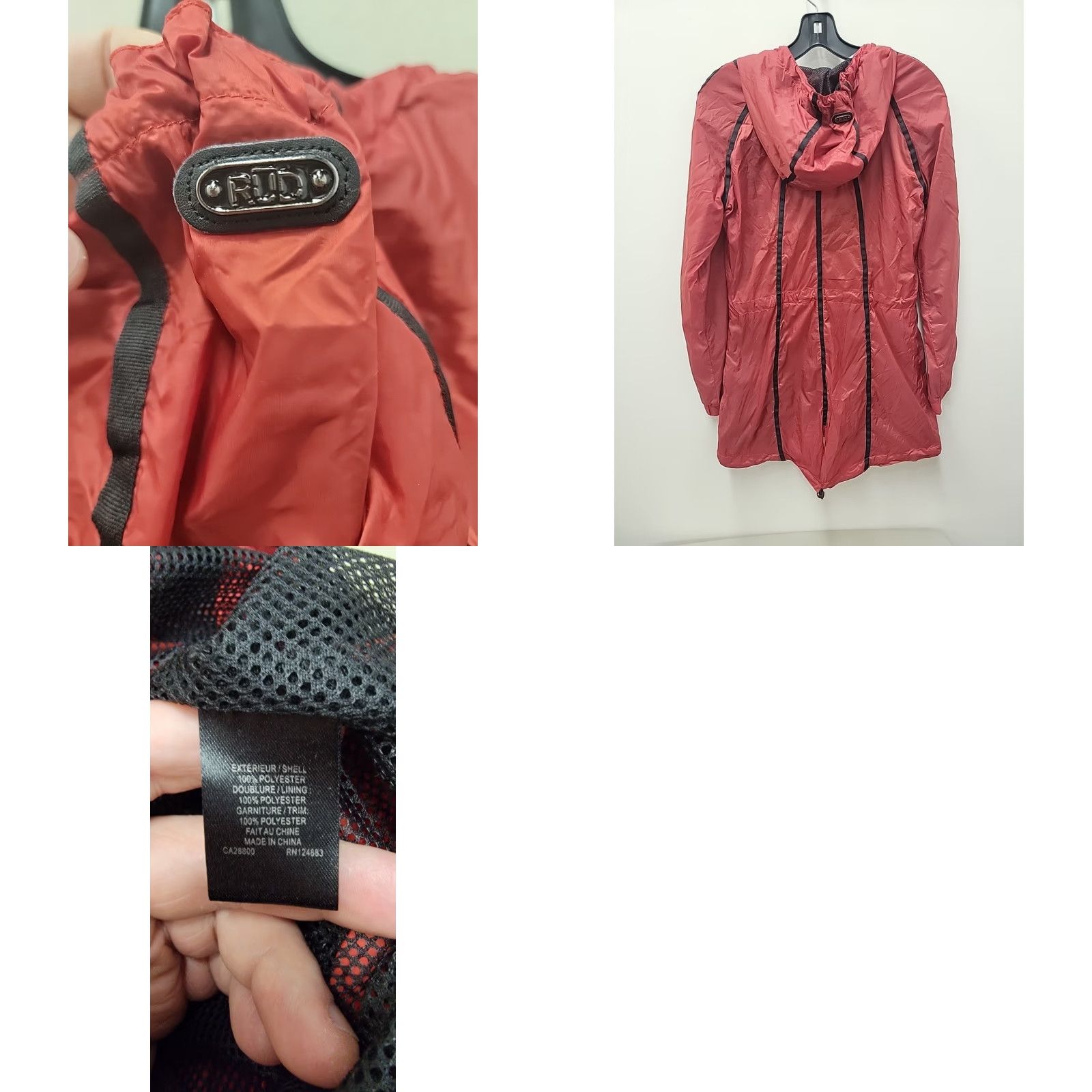 Vintage RUD By Rudsak RED Hooded Windbreaker Womens PS Jacket Size S / US 4 / IT 40 - 8 Thumbnail