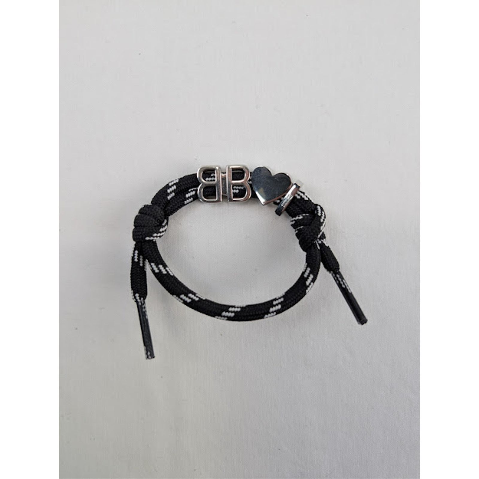 Balenciaga o1rshd1 / 555 / Size: OS / I Heart BB Bracelet Black / White Size ONE SIZE - 5 Thumbnail