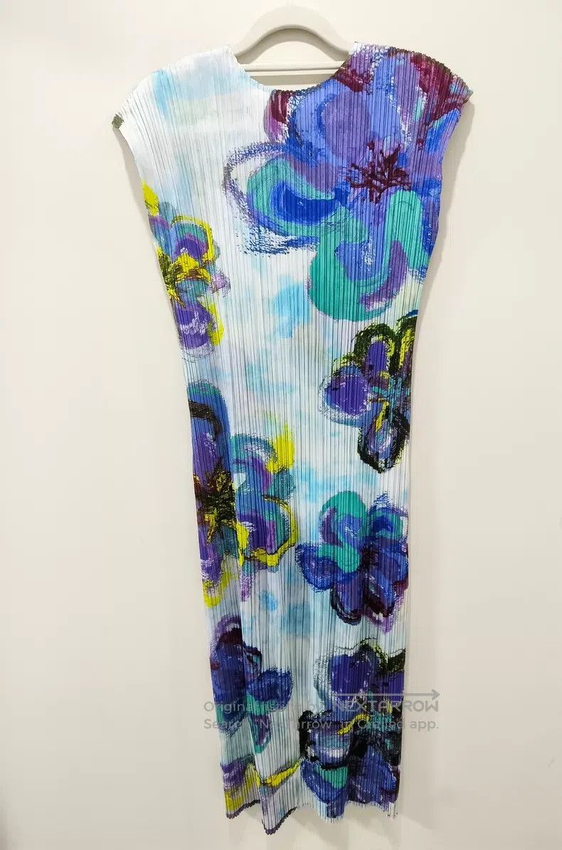 Issey Miyake Issey Miyake Oil Painting Floral Dress Size L / US 10 / IT 46 - 2 Thumbnail