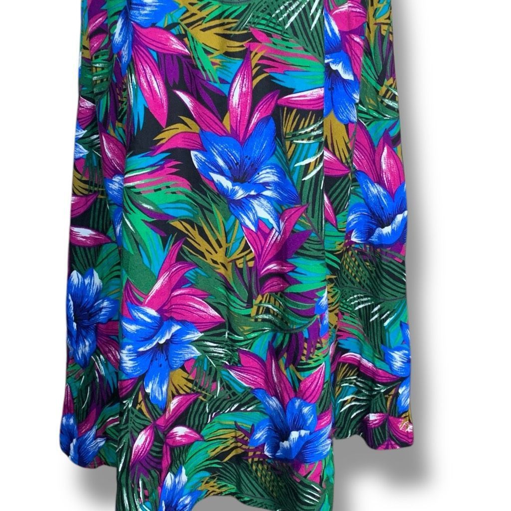 Vintage Vintage 90s Maxi Dress Tropical Print Black Magenta Pink Blue Floral Sleeveless Size M / US 6-8 / IT 42-44 - 5 Thumbnail