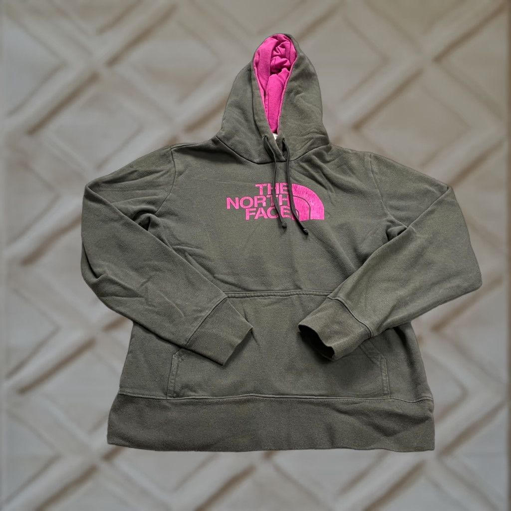 The North Face The North Face Hoodie Sweatshirt Womens S Gray Pink Graphic Fleece Pullover Size S / US 4 / IT 40 - 1 Thumbnail