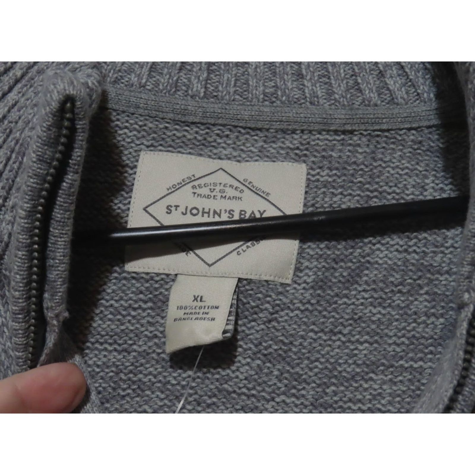 Vintage St. John's Bay Mens XL 1/4 Zip Pullover Sweater Thick Knit Gray Marl NWT Pullover Knit Mock Neck Zipper Button Pattern Solid Accessories Logo Size US XL / EU 56 / 4 - 5 Thumbnail