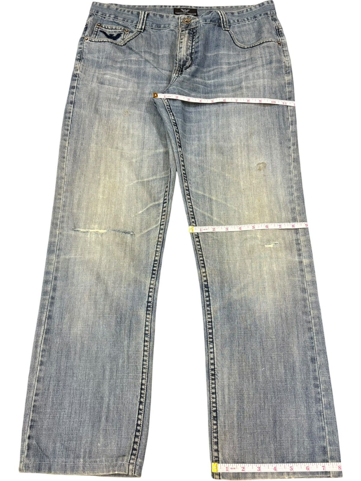 Giorgio Armani Vintage Giorgio Armani Faded Wash Distressed Loose Jeans Size US 34 / EU 50 - 12 Thumbnail