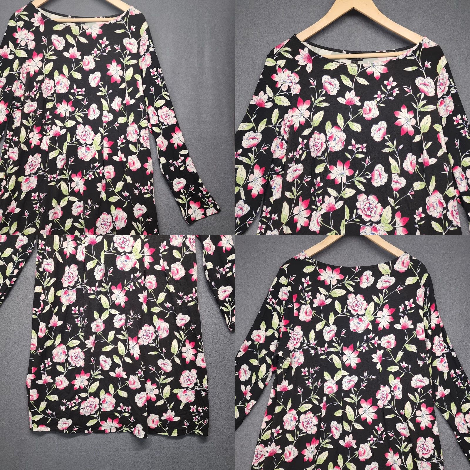 J. Jill J Jill Wearever Collection Dress Women 1X Black Floral Shift Long Sleeve Midi Pullover Casual Womens (no extra text) Size XL / US 12-14 / IT 48-50 - 8 Thumbnail