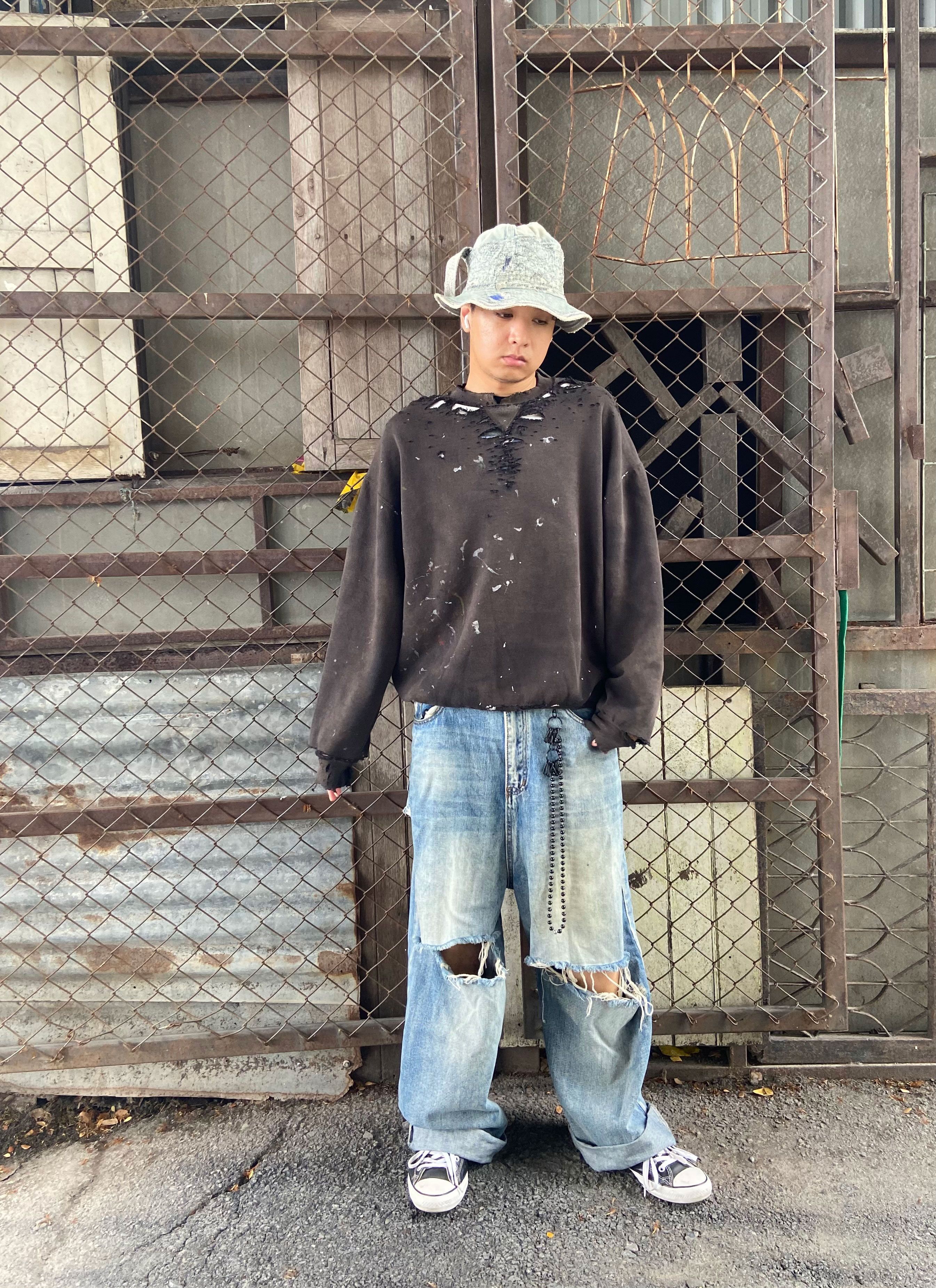 Vintage 90s Thrashed Distressed & Faded Russell Sweatshir ERD Grunge Size US XL / EU 56 / 4 - 5 Thumbnail
