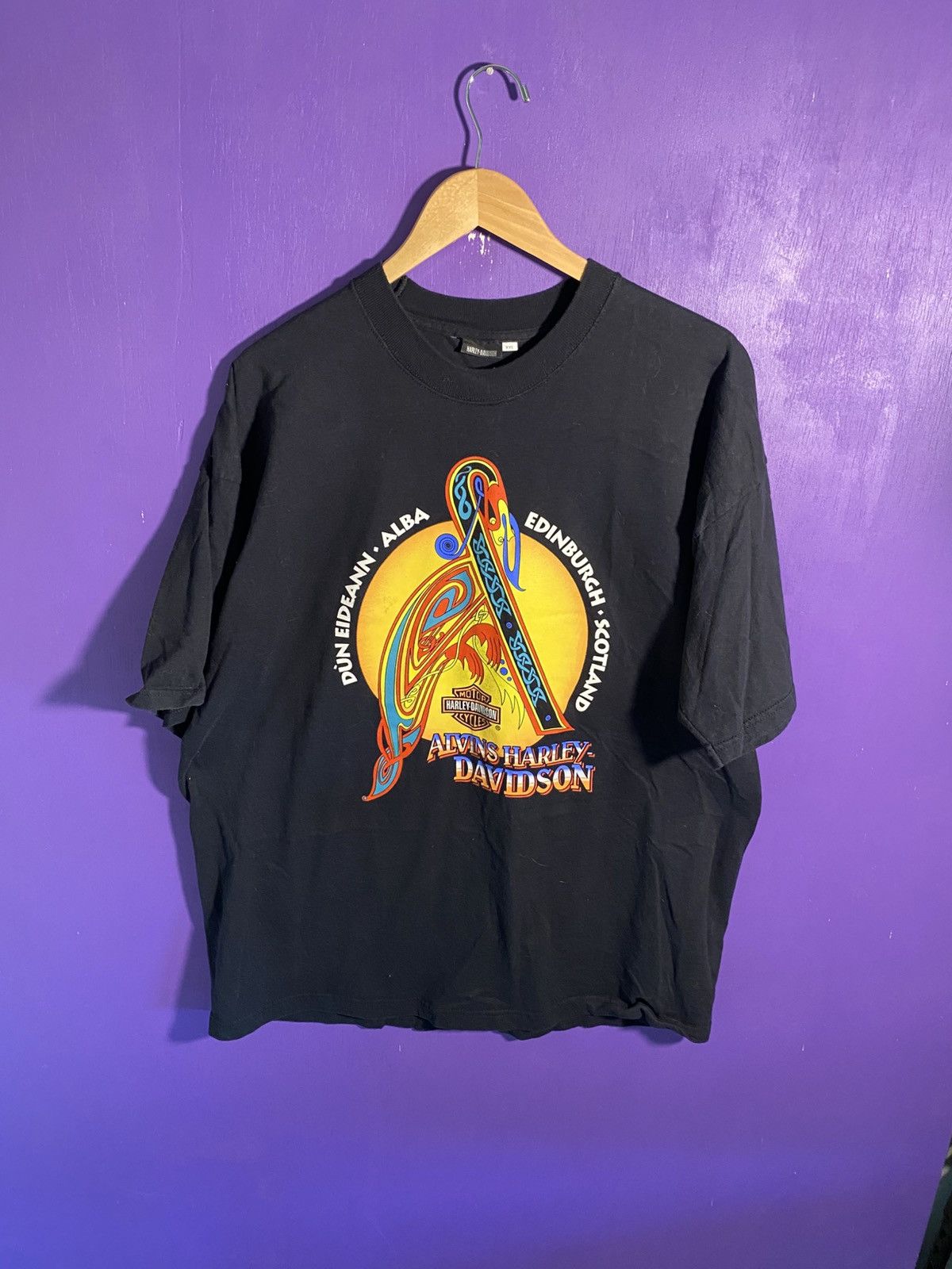Harley Davidson × Vintage Vintage 90s Harley Davidson Edinburg Scotland t-shirt Size US XXL / EU 58 / 5 - 1 Thumbnail
