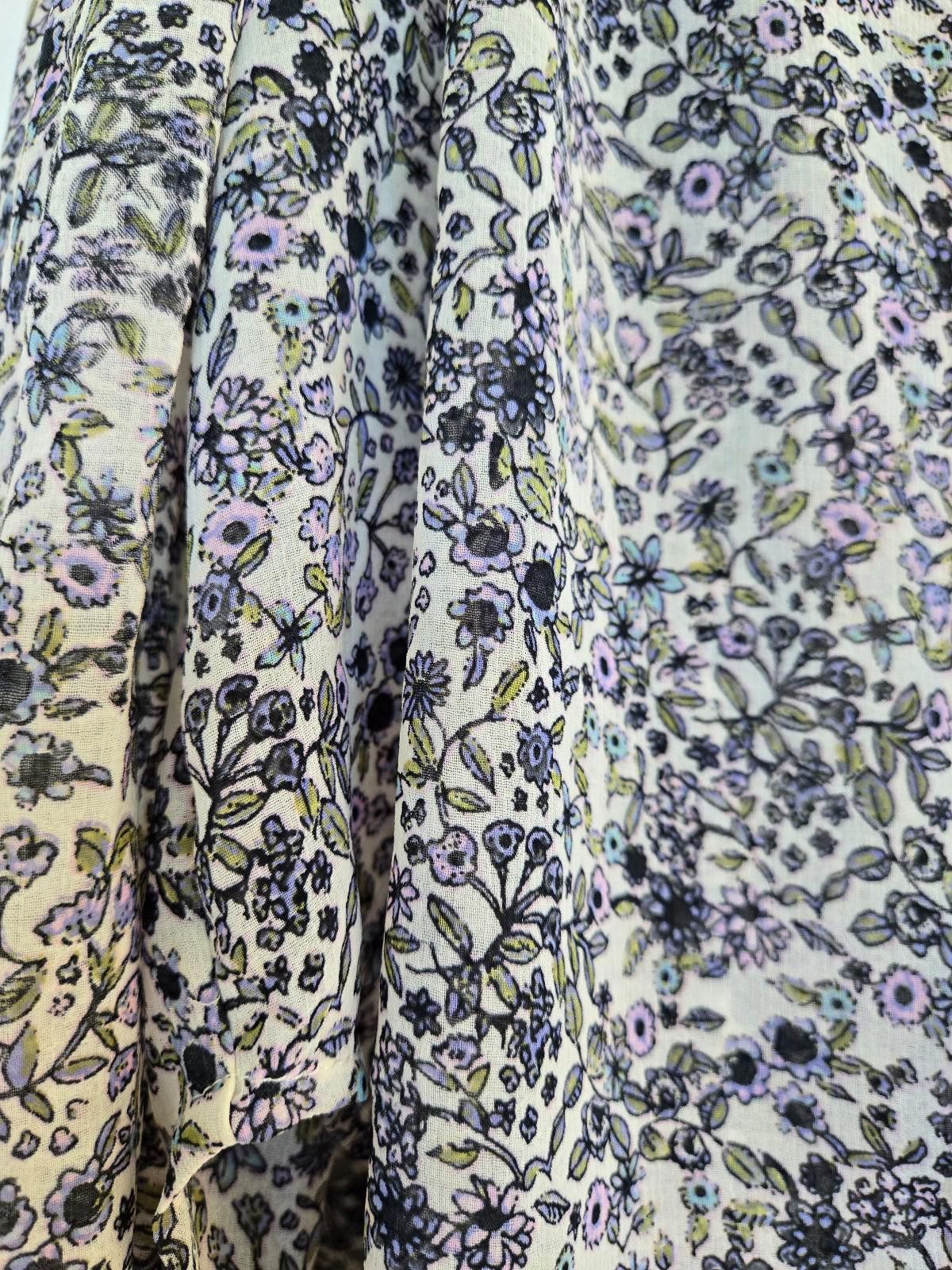 Free People Drawstring Floral Print Blouse