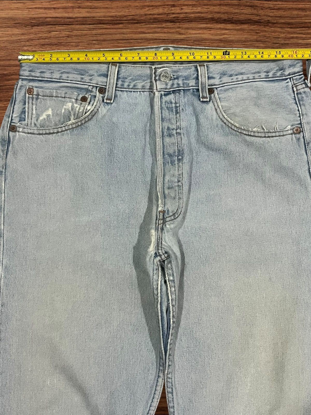 Levi's × Levi's Vintage Clothing Vintage 90s Levi’s 501 Light Blue Washed Button Fly Jeans Size US 33 - 16 Thumbnail