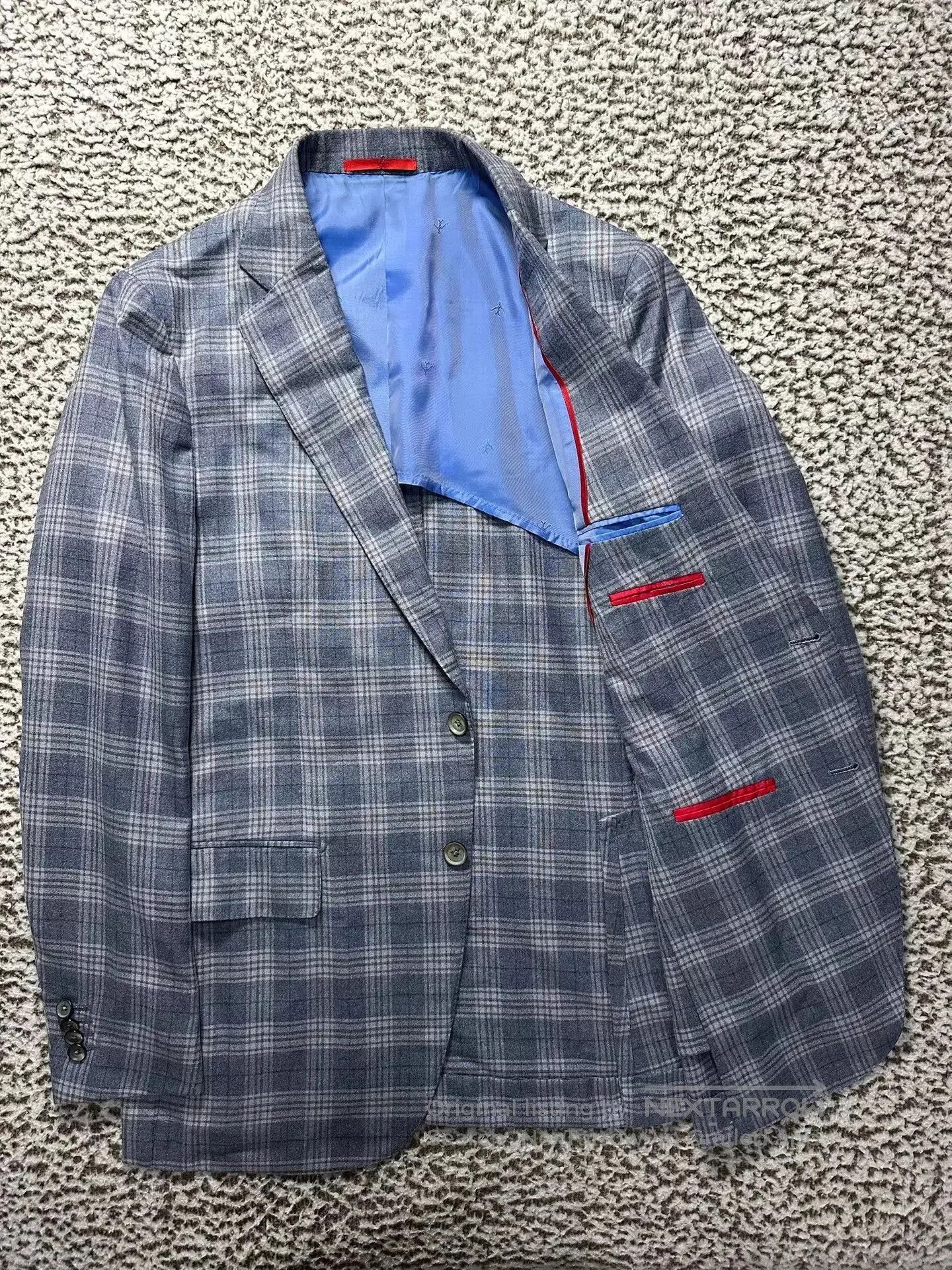 Isaia Blue Plaid Light Jacket - Size L. Size US L / EU 52-54 / 3 - 2 Thumbnail