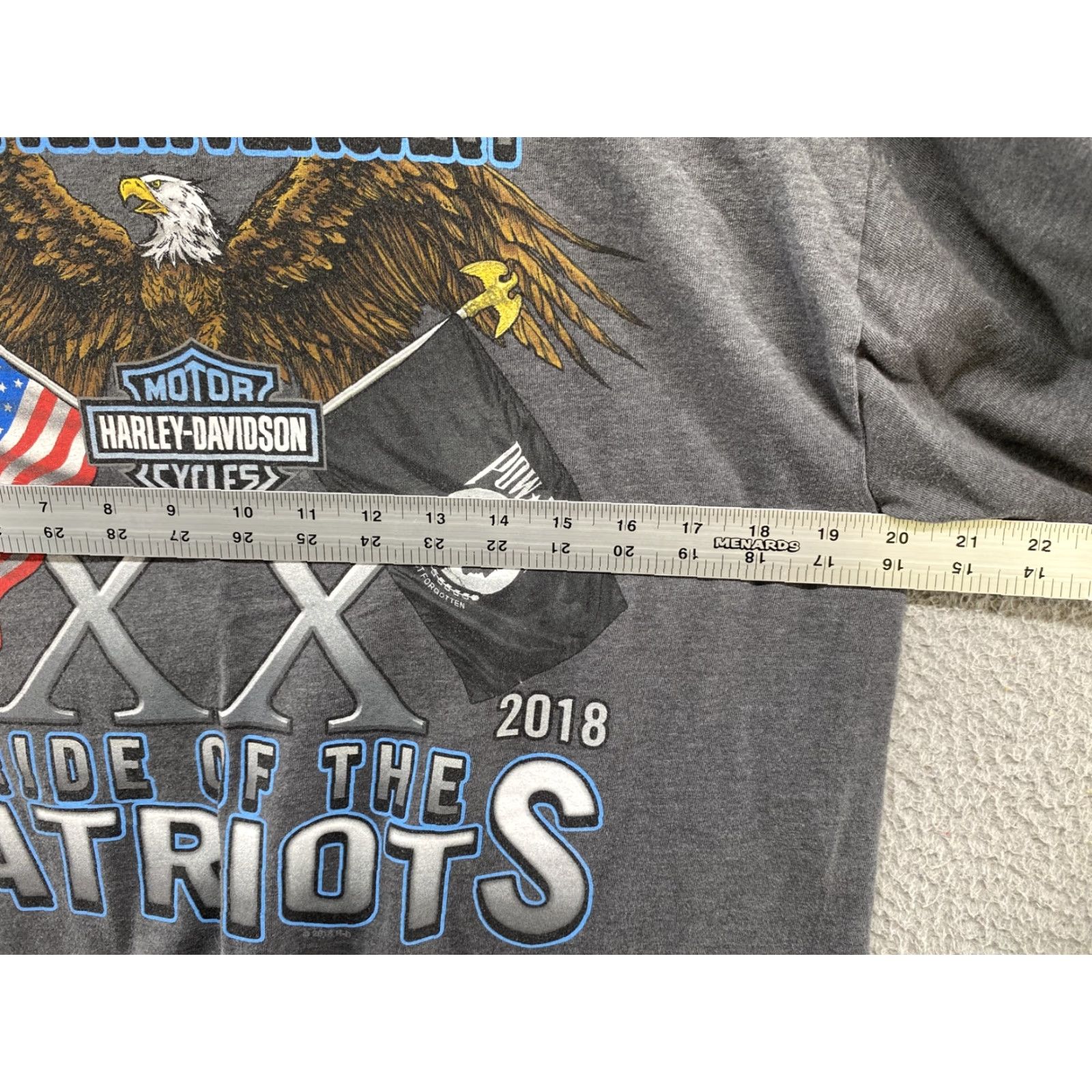 Harley Davidson Harley-Davidson T-Shirt Graphic Tee Long Sleeve Crew Neck 20th Anniversary Ride of the Patriots Patriotic Multicolor 100% Cotton Mens L Size US L / EU 52-54 / 3 - 5 Thumbnail