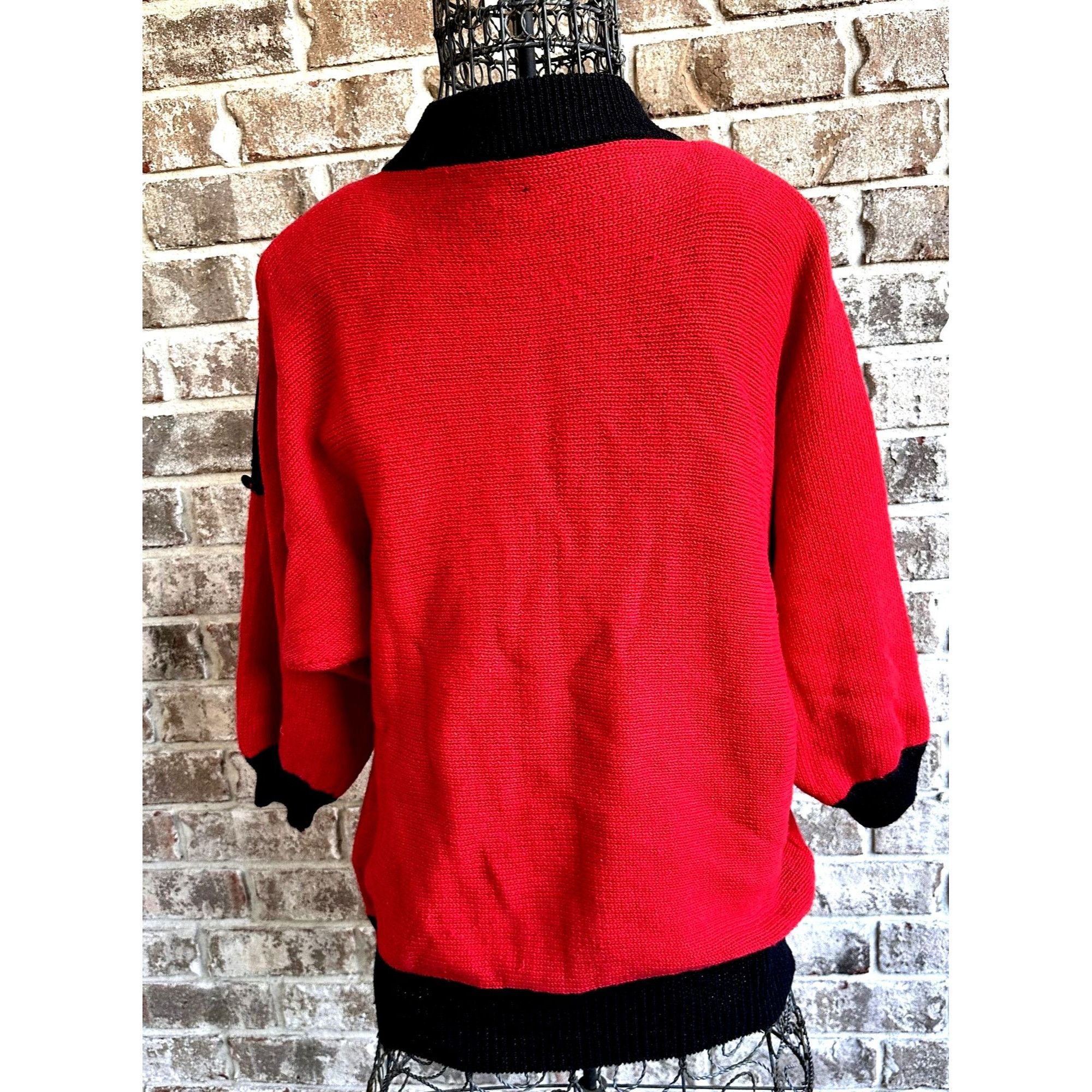 Vintage Vintage 80s Bonnie Bill by Holly Medium Sweater Red Black Size M / US 6-8 / IT 42-44 - 8 Thumbnail