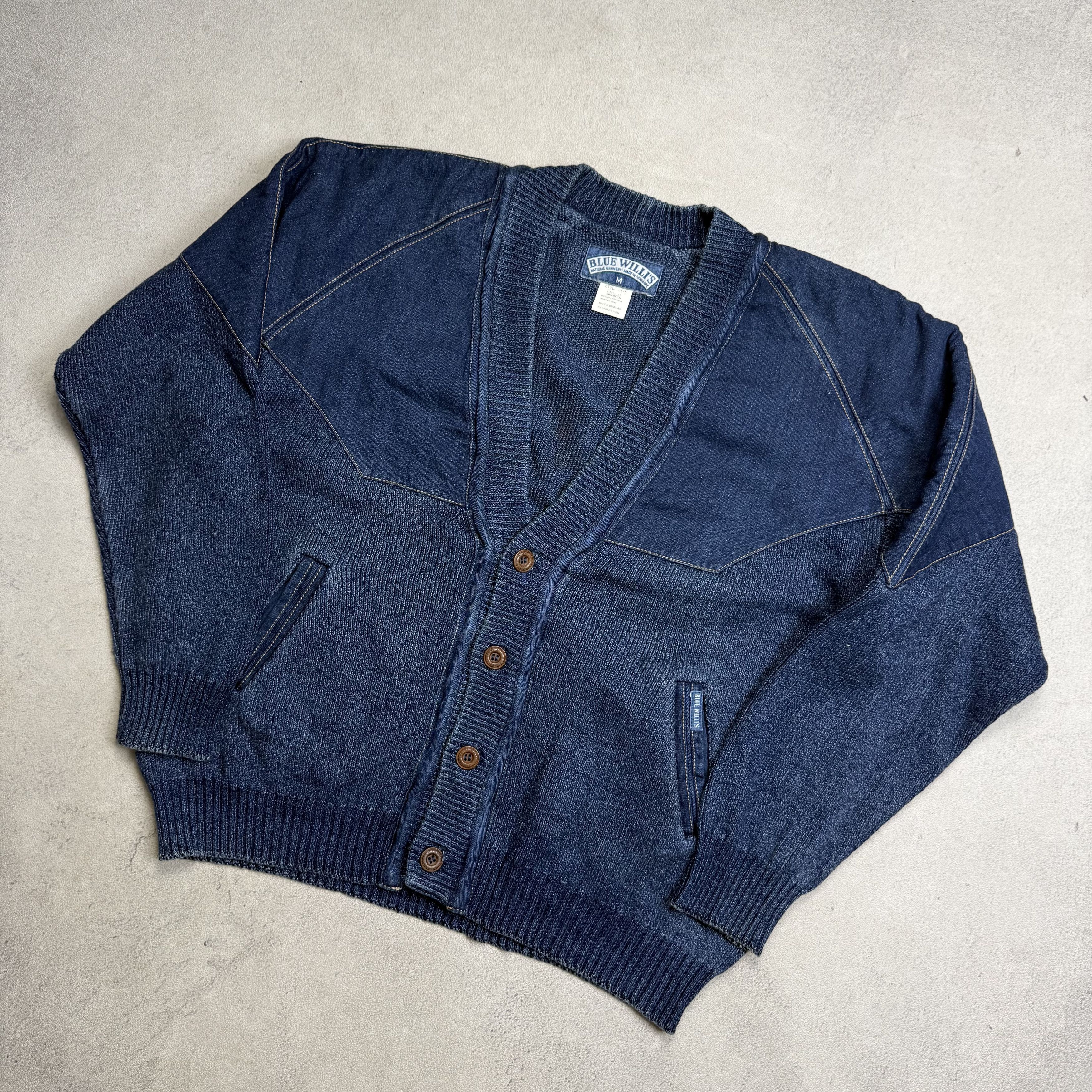 Vintage Blue Willi's Indigo Knit Cardigan Sweater Size US M / EU 48-50 / 2 - 1 Thumbnail