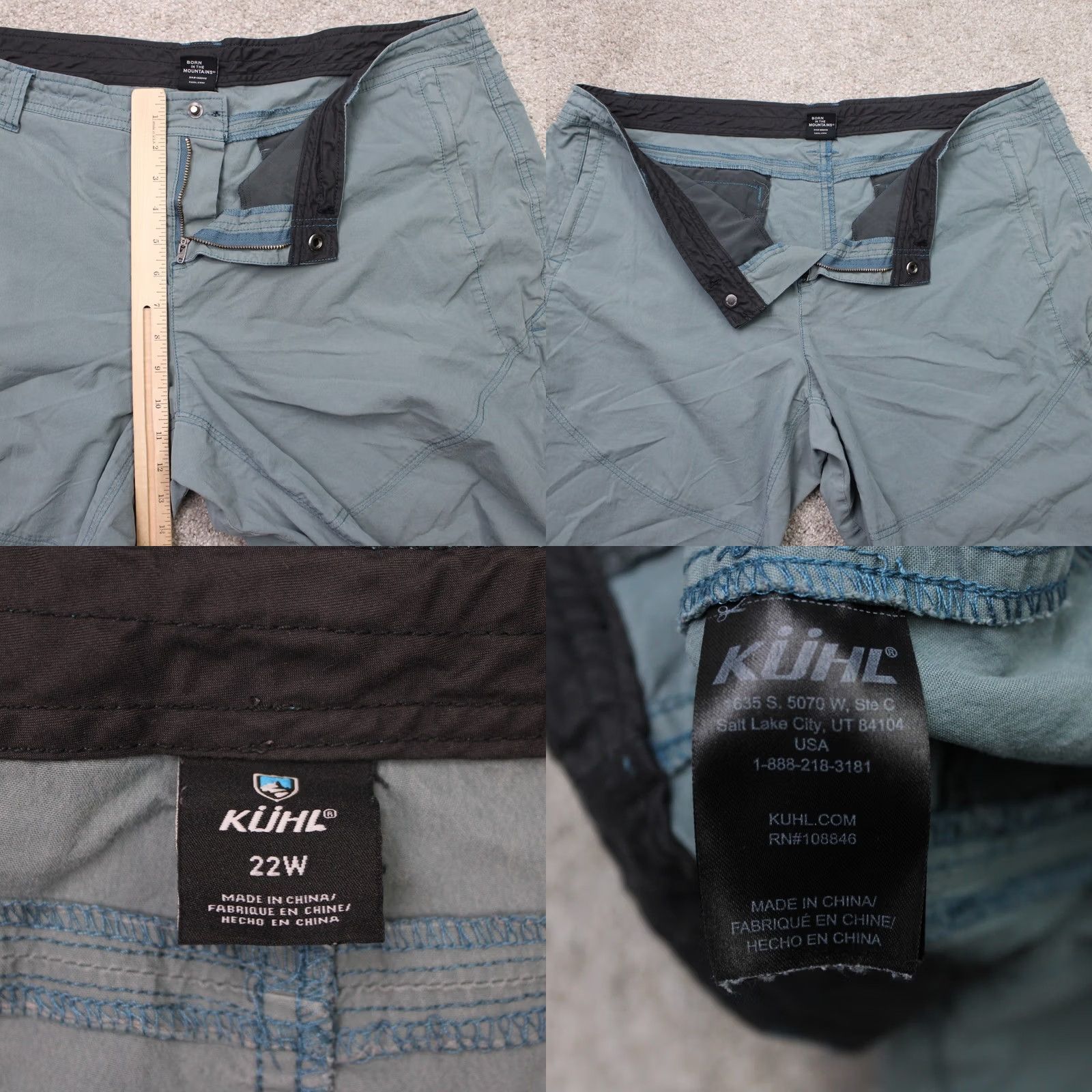 Vintage Kuhl Shorts Womens 22W Blue Stretch Spire 11" Zip Cargo Hiking Utility Outdoor Size 40" / US 18 - 8 Thumbnail