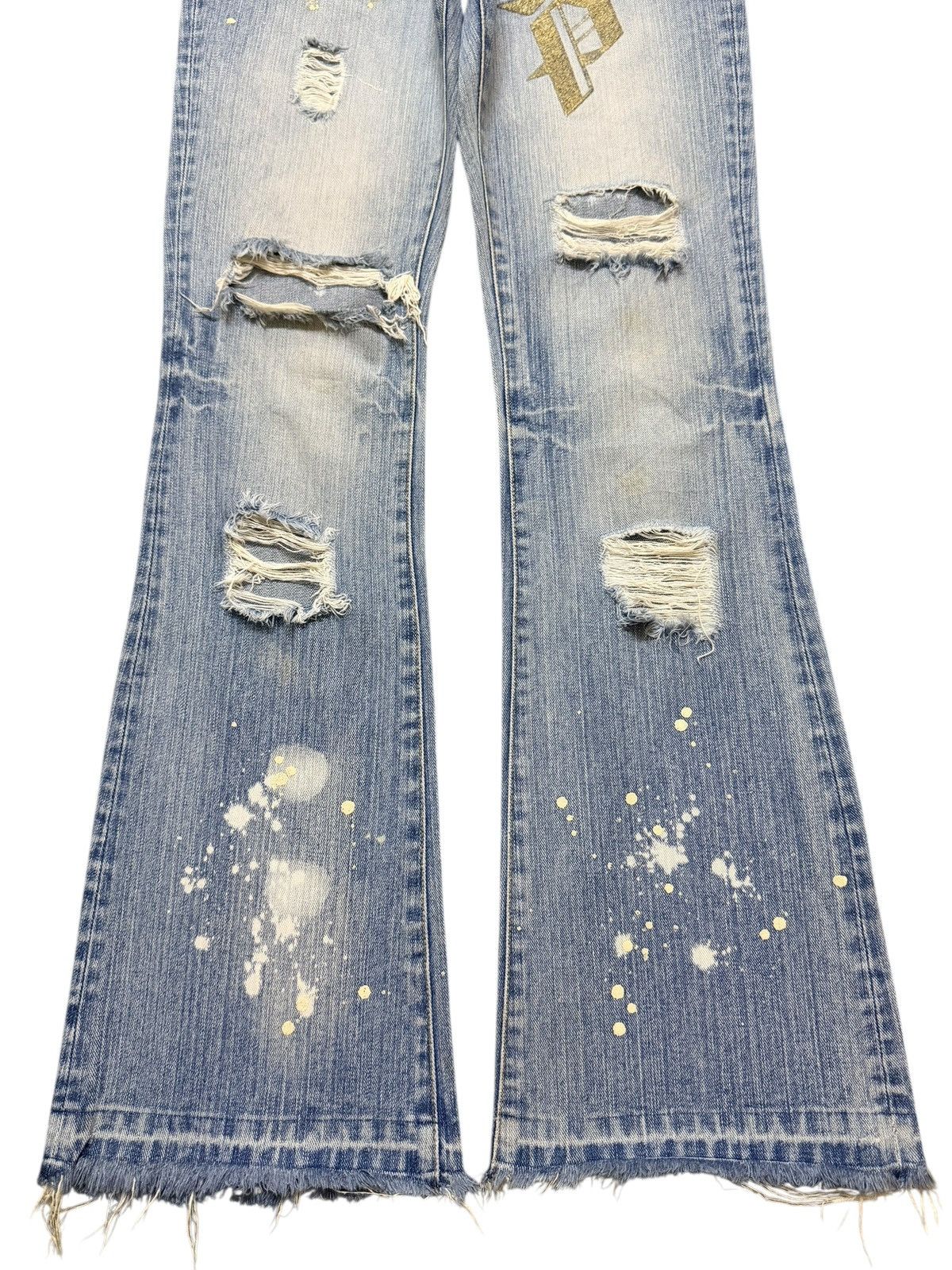 Playboy Vintage Y2K Playboy Faded Wash Paint Splatter Wide Leg Flare Size 28" / US 6 / IT 42 - 7 Thumbnail