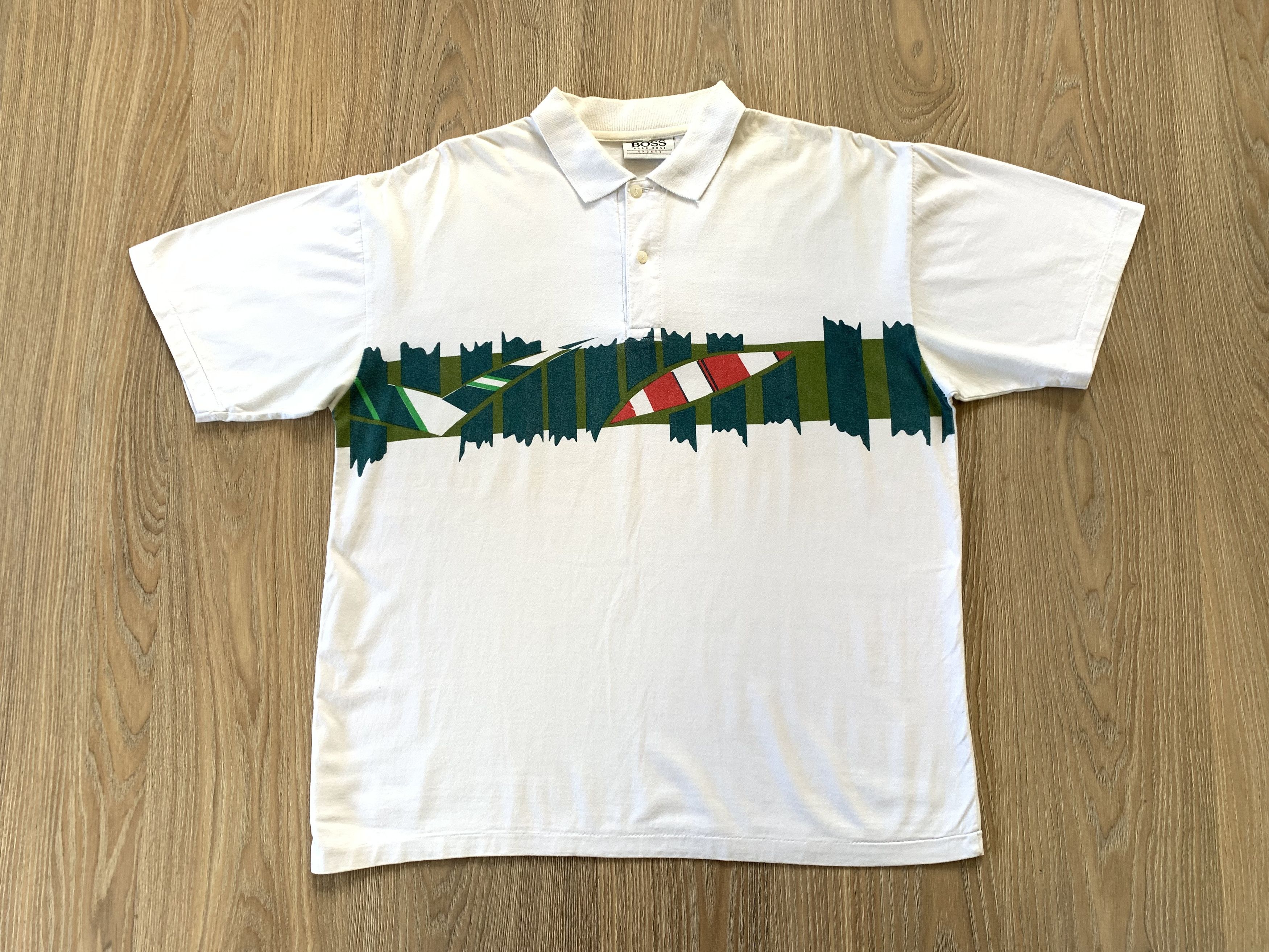 Hugo Boss Hugo Boss Sport Vintage Printed Cotton Polo Size US L / EU 52-54 / 3 - 2 Thumbnail