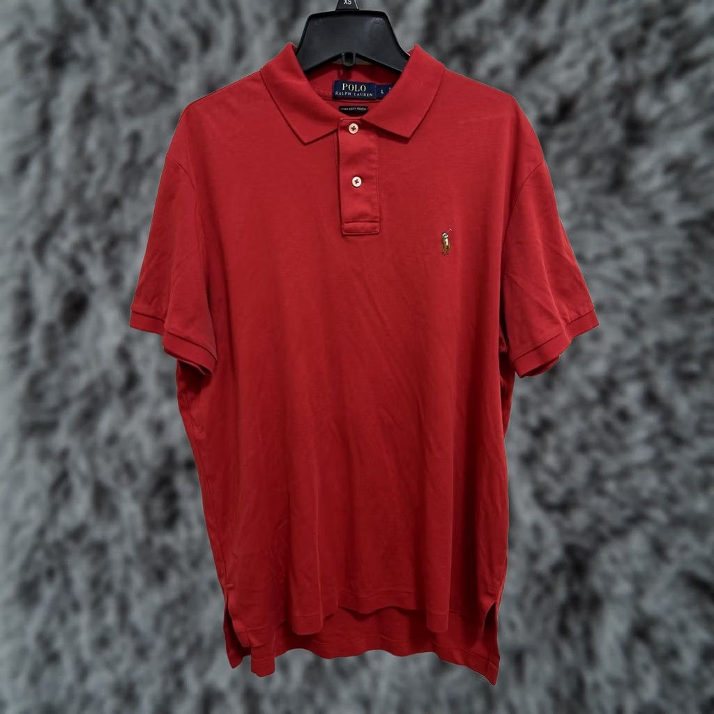Ralph Lauren Polo Ralph Lauren Shirt Mens Large Red Pima Knit Short Sleeve Button Embroidered Logo Polo Size US L / EU 52-54 / 3 - 1 Thumbnail