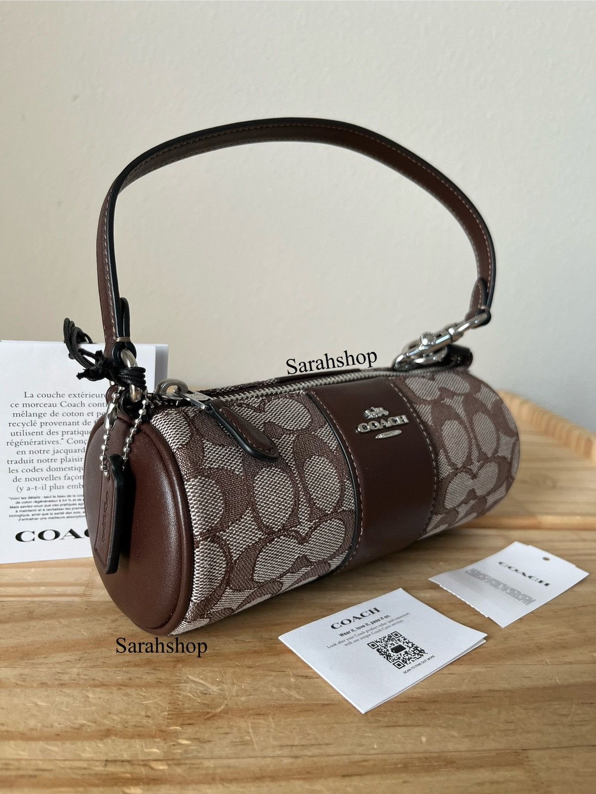 Coach Nolita Barrel Bag In Signature Jacquard in Brown, Women's