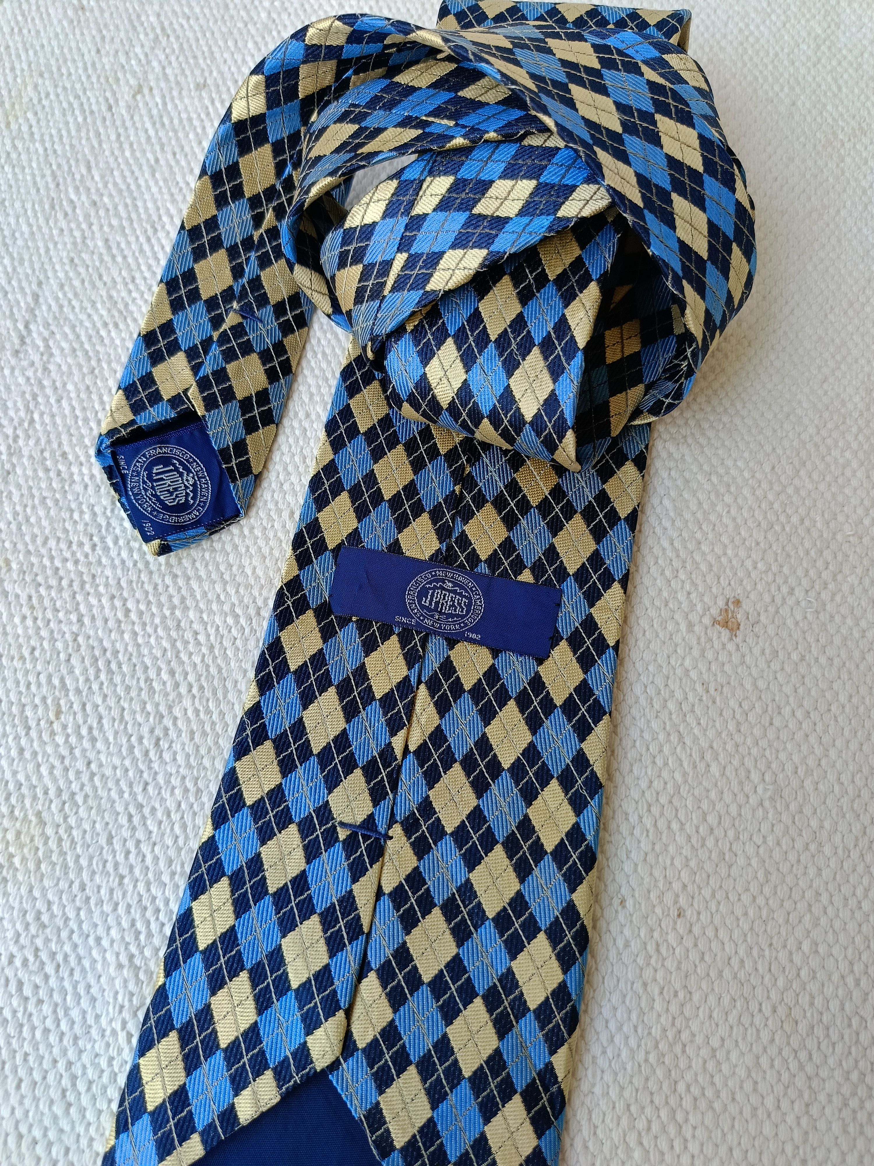 J.Press New York blue navy diagonal checks Japan tie