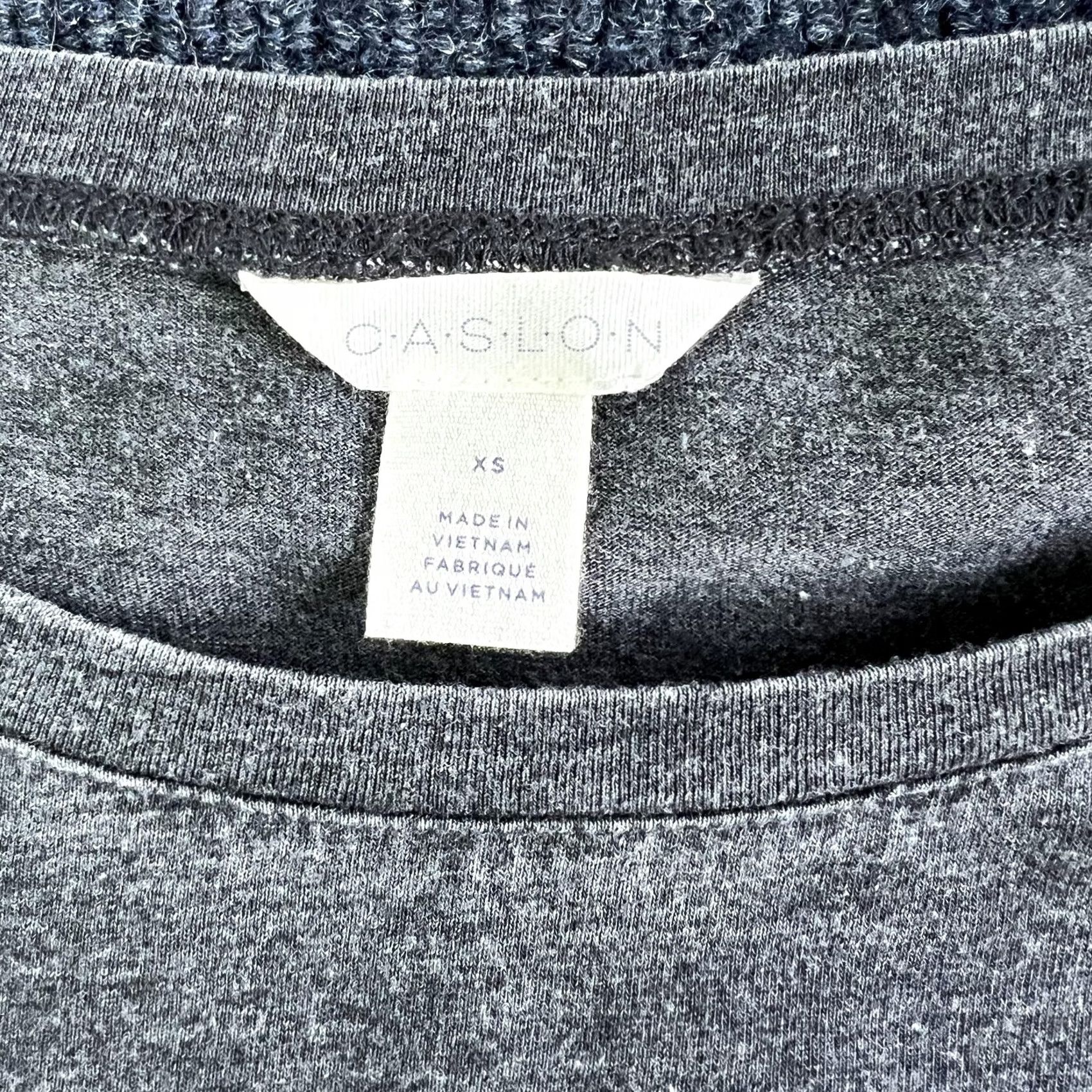 Vintage Caslon Shirt Womens XS Gray Crew Neck Short Sleeve Jersey Tee with Knot Front Tie Hem Size XS / US 0-2 / IT 36-38 - 3 Thumbnail