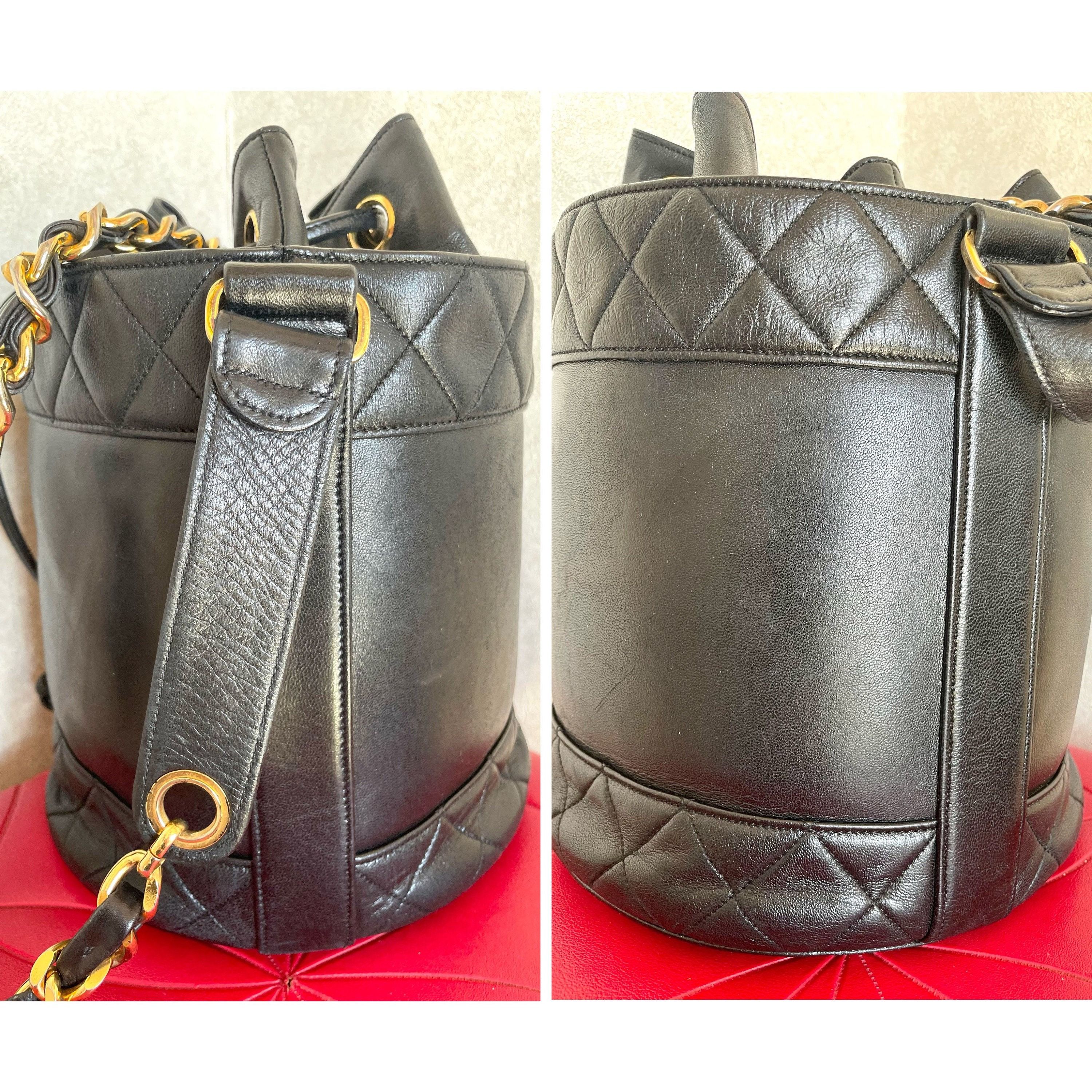 Chanel Vintage CHANEL black lambskin bucket hobo drum shoulder bag Size ONE SIZE - 5 Thumbnail