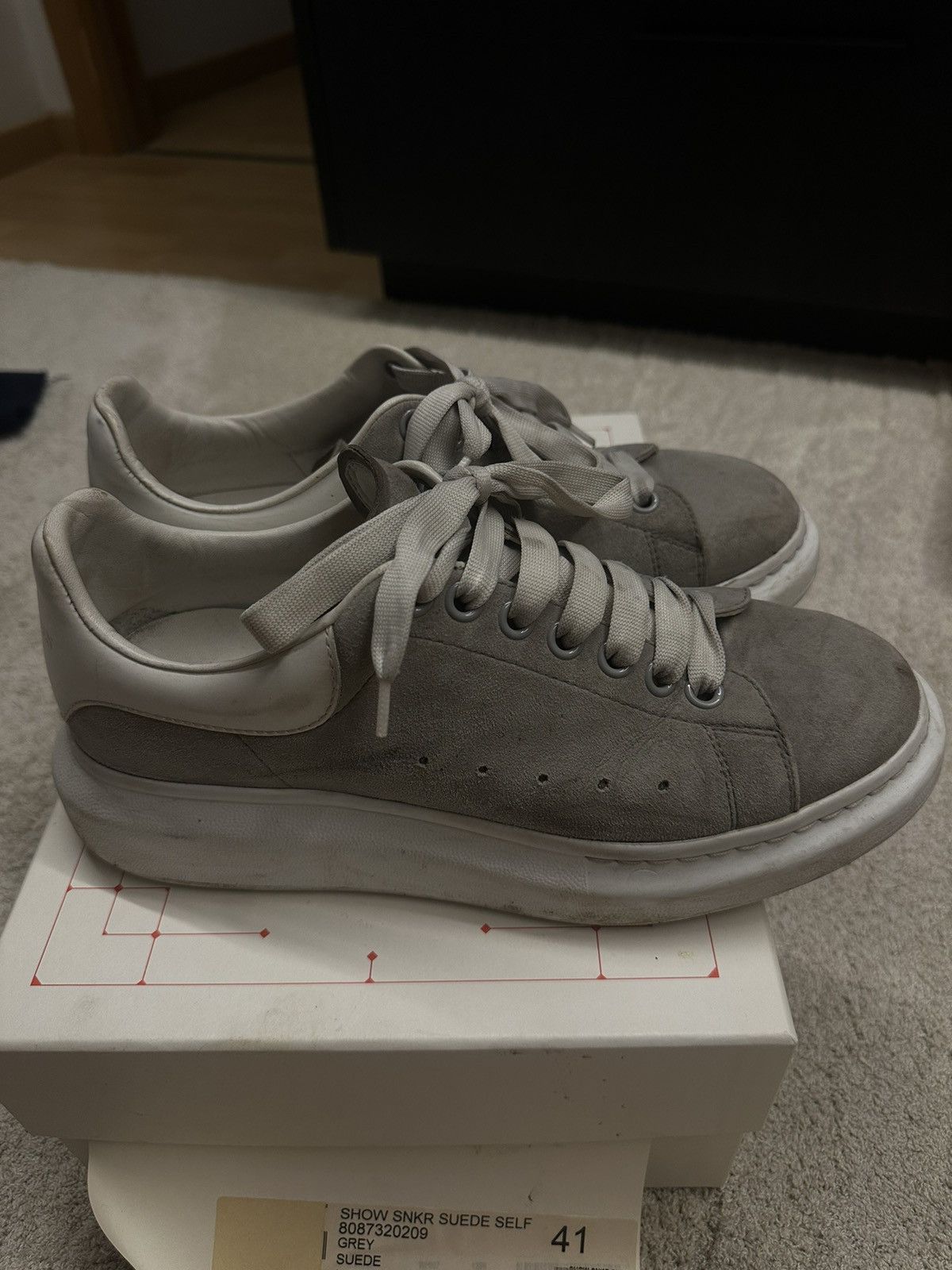 Alexander McQueen × Designer Alexander Mcqueen Grey Suede SNKR Size US 7 / EU 40 - 5 Thumbnail