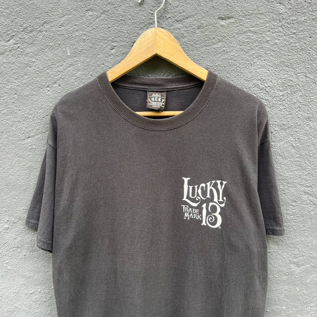 Vintage Thrashed Faded Vintage Naked Girl Lucky 13 Streetwear Tee Size US L / EU 52-54 / 3 - 4 Thumbnail
